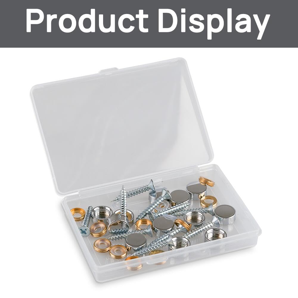 Decorative Mirror Screws with Solid Brass Caps - Silver Mirror Fasteners (12mm, 12 Pack) - Perfect for Framed Mirrors, Wall Decor & DIY Home Improvement Projects