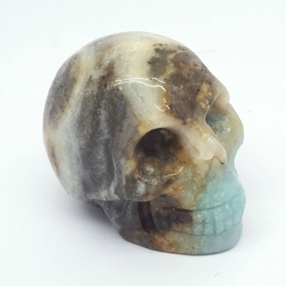 2 Pack Skull Statue Figurines - Natural Crystal Stone Sculpture for Chakra Healing, Meditation & Spiritual Decor | Halloween Home Decor, Gothic Gift for Men & Women | Perfect for Altars, Yoga Spaces & Witchy Aesthetic