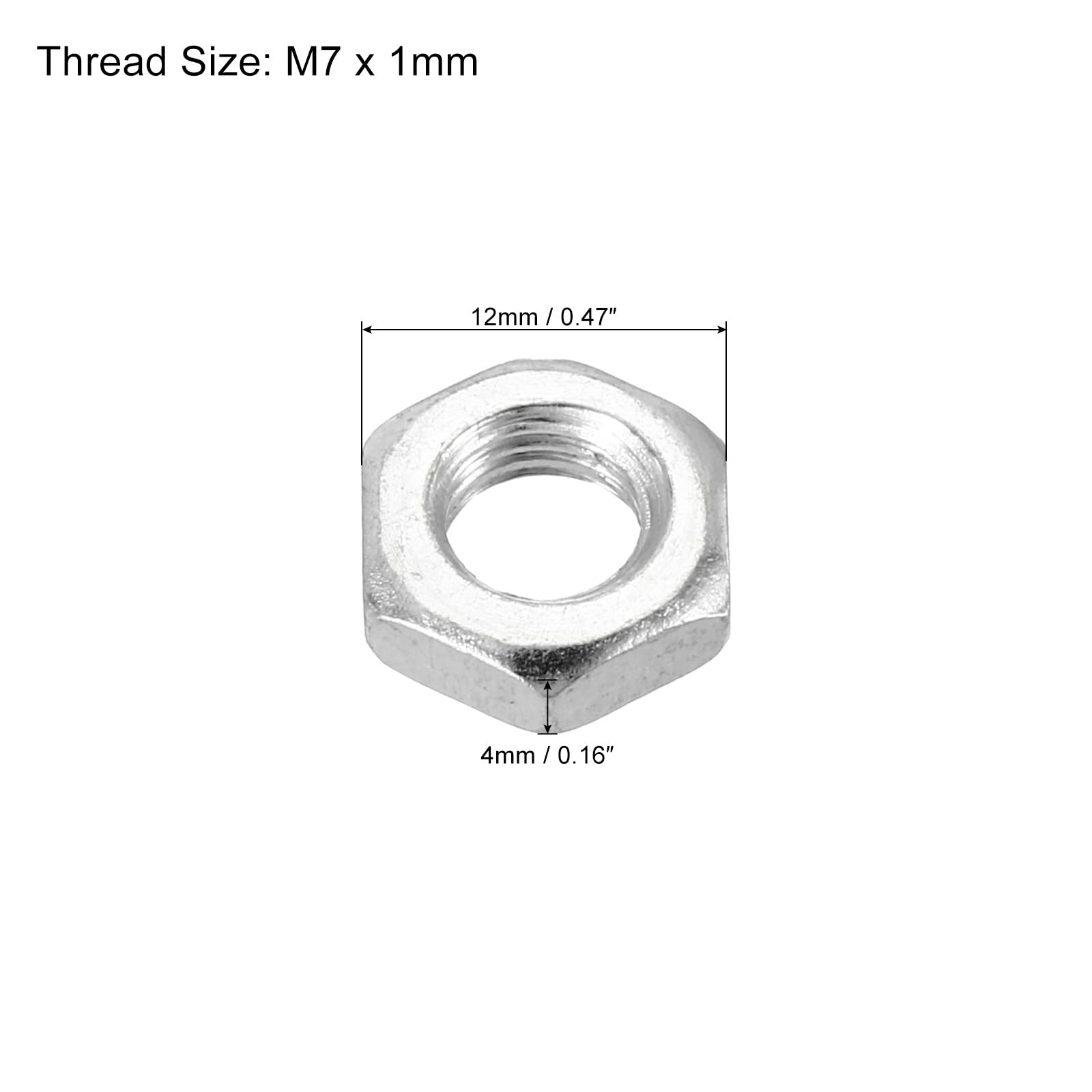 PATIKIL M7 x 1.0 Steel Hex Nuts - 30 Pack Metric Thread Zinc Plated Fasteners (4mm Height) - Perfect for Automotive, Machinery & DIY Projects