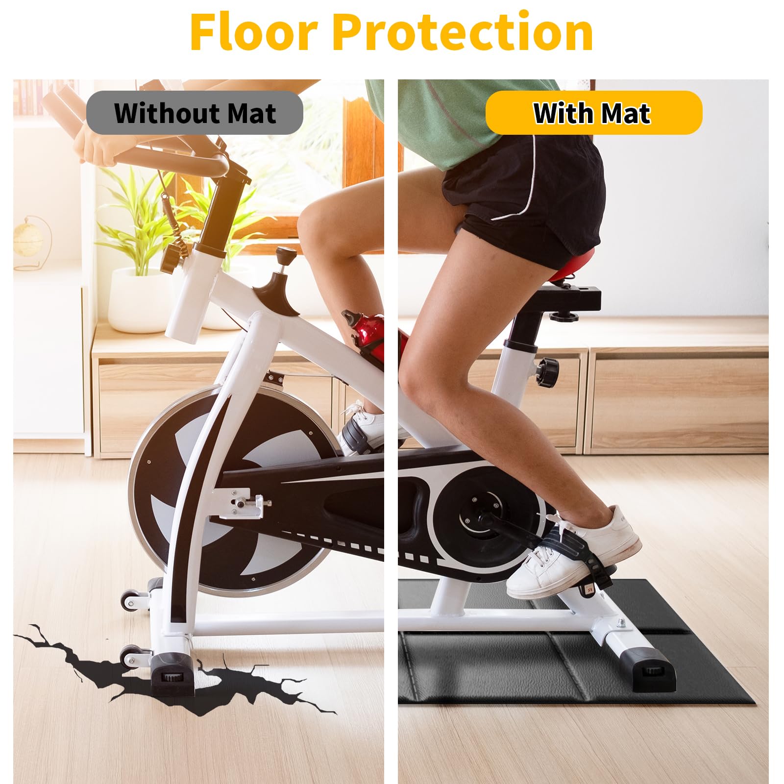Foldable Treadmill Mat for Carpet & Hardwood Floor Protection - 6mm Thick Waterproof & Anti-Slip Exercise Mat Compatible with Walking Pad Treadmills & Under Desk Treadmills - Perfect for Home Gym, Office Workouts & Indoor Fitness