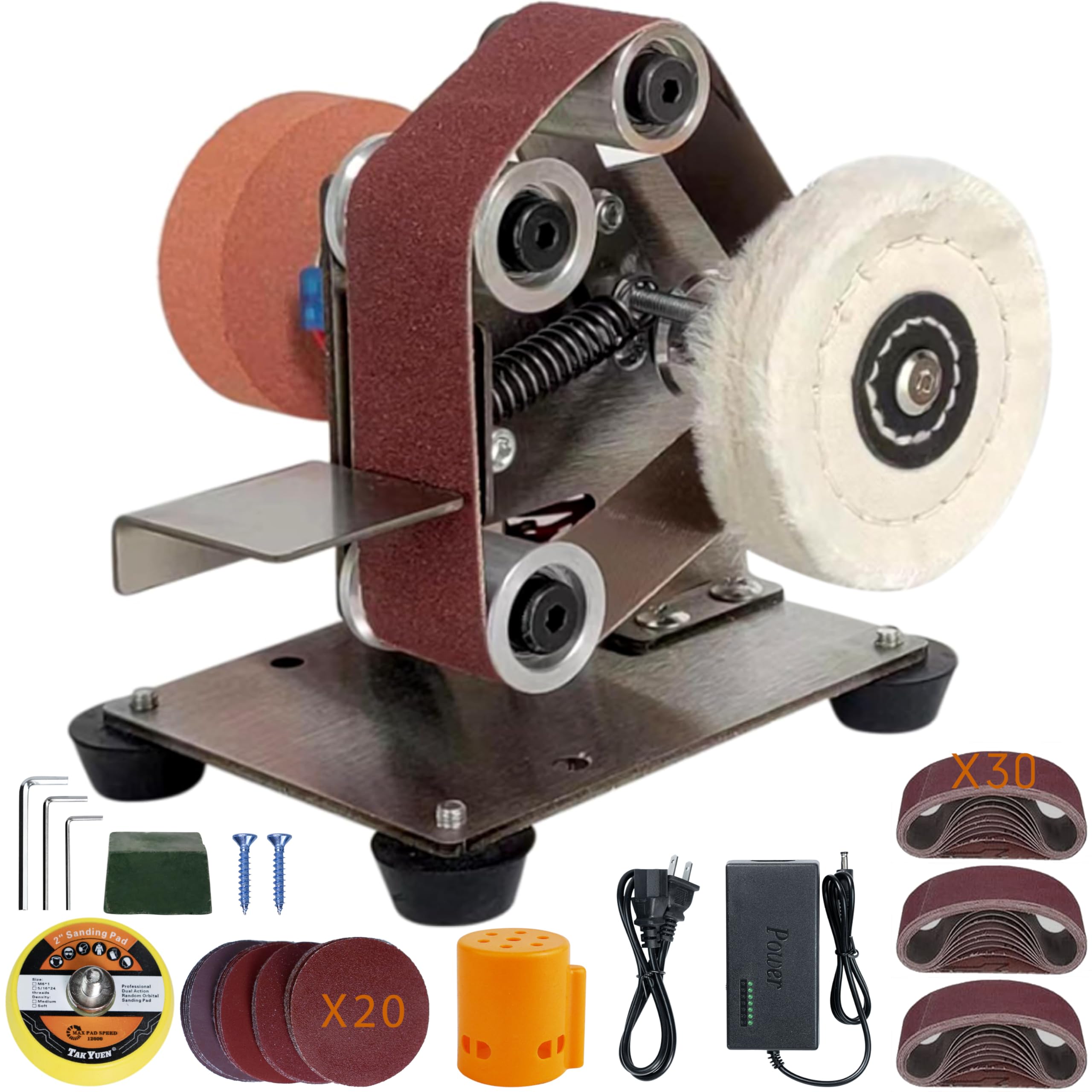 Mini Belt Sander - 7-Speed Adjustable Electric Knife Sharpener & Grinder for Woodworking, Metal DIY Projects | Portable Power Tool for Knife Making, Metal Polishing & Wood Sanding | Perfect for Home Workshops & Professional Use
