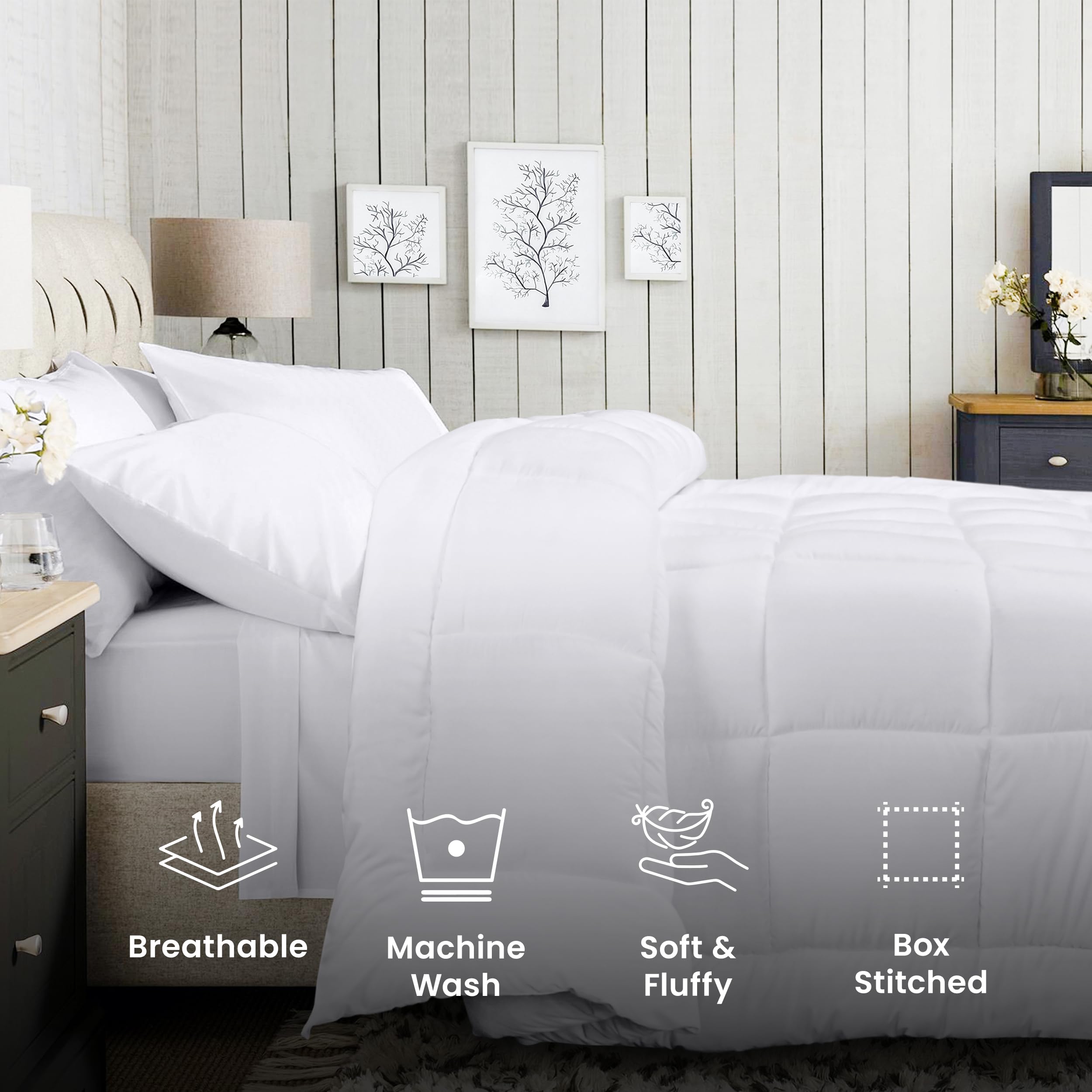 Utopia Bedding All Season Down Alternative Quilted Full Comforter - Hypoallergenic Duvet Insert with Corner Tabs, Machine Washable, Soft & Breathable Bedding (White) - Perfect for Master Bedroom, Guest Room & Dorm Comfort