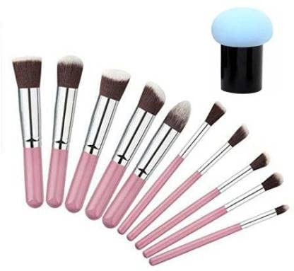 DATNASAYAD 10-Piece Pink Makeup Brush Set - Professional Face Cosmetics Brushes Kit for Foundation, Blush, Contouring & Eyeshadow - Perfect for Travel & Everyday Makeup