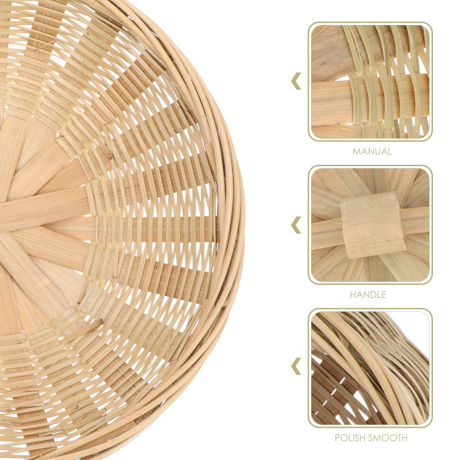 YARDWE Bamboo Woven Storage Basket with Lid - 15x14cm Round Organizer Bin for Food, Bread, Table Decor | Perfect for Kitchen, Pantry & Home Organization