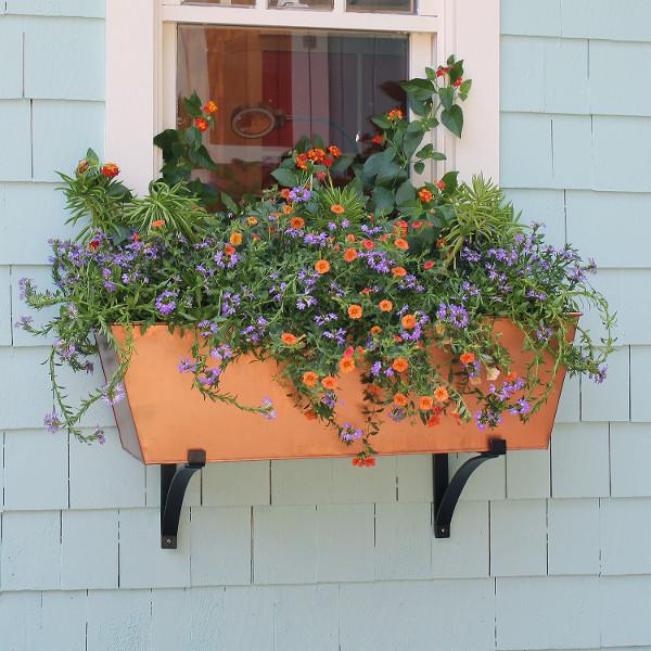 Rustic Plain Copper Flower Box - Handcrafted Copper Window Planter Box for Indoor & Outdoor Decor - Perfect for Windowsills, Gardens, and Home Decor