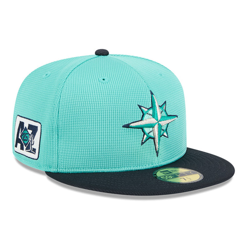 New Era 59Fifty Seattle Mariners 2025 Spring Training Patch Hat - Navy Blue Baseball Cap with Embroidered Logo | Perfect for Baseball Games, Fan Collections & Casual Wear