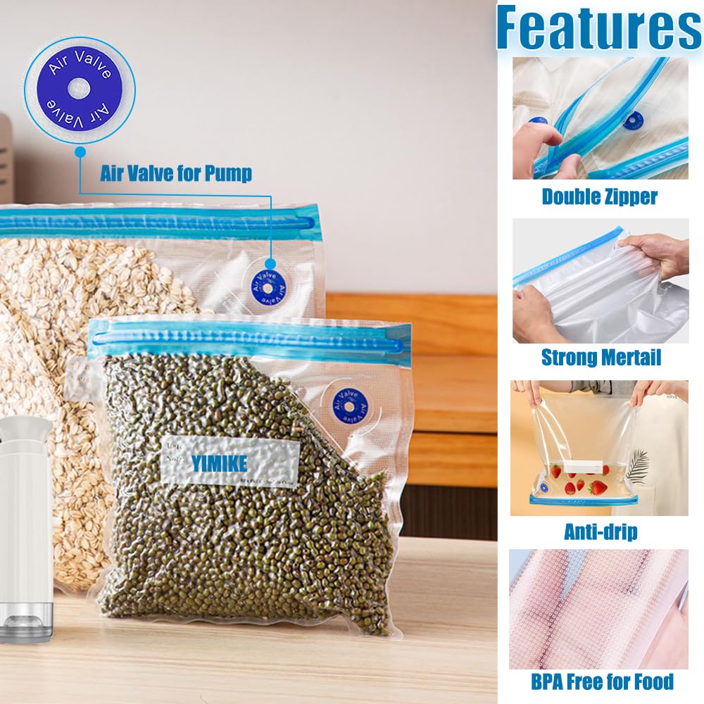 Reusable Sous Vide Bags 20-Pack - 8.3x8.7in (21x22cm) Small Vacuum Sealer Bags BPA Free with 4 Sealing Clips | Perfect for Food Storage, Meal Prep & Anova/Joule Sous Vide Cookers | Great for Camping, Picnics & Sous Vide Cooking at Home