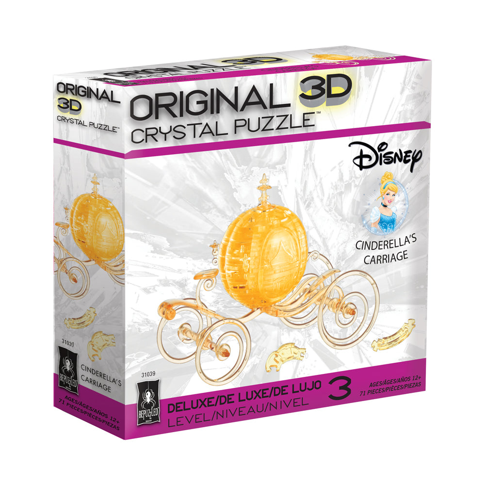 Disney Cinderella's Gold Carriage 3D Crystal Puzzle - 71 Piece Brain Teaser for Adults & Teens | Fun Collectible Gift for Disney Fans & Puzzle Lovers | Perfect for Birthday Parties, Family Game Nights & Home Decor