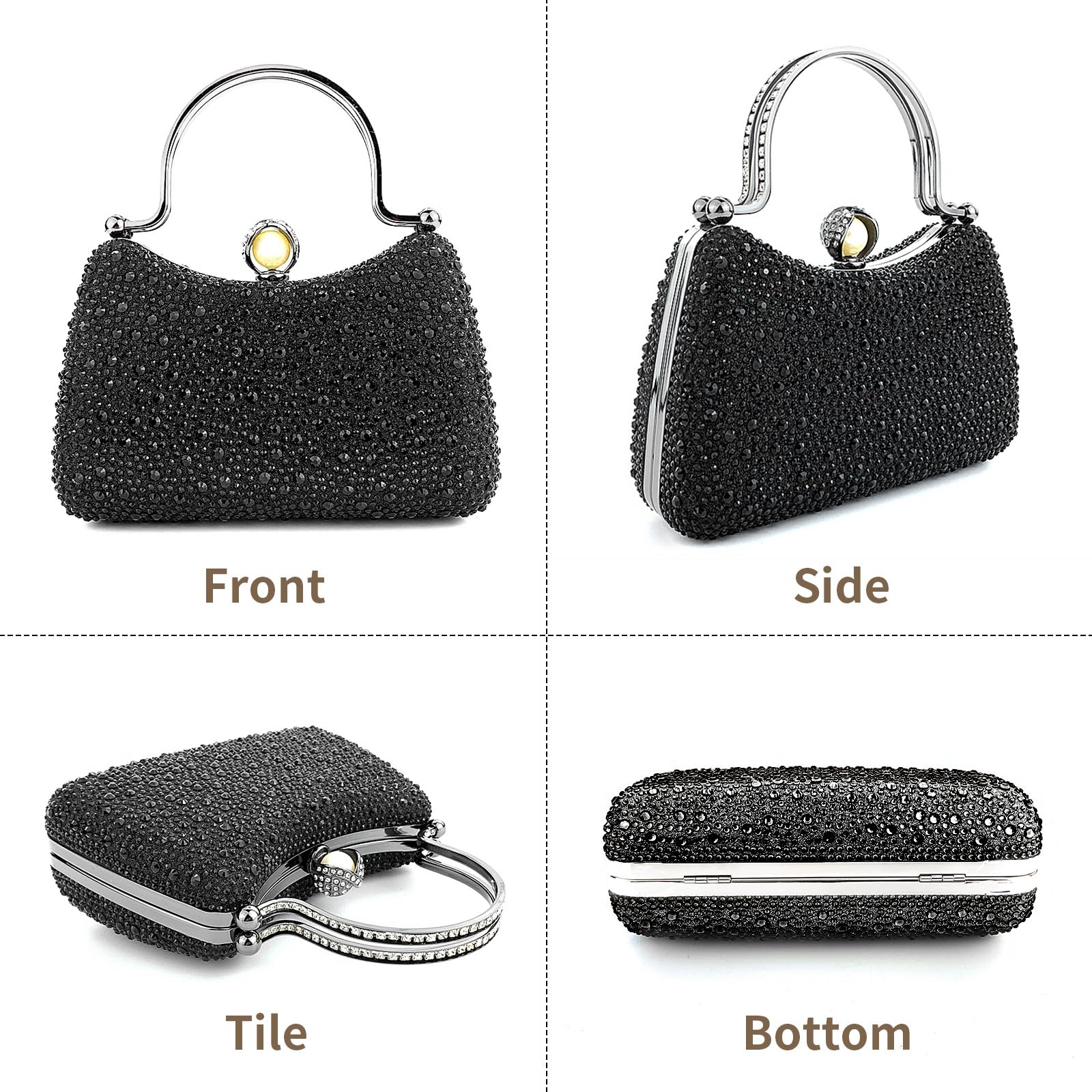 Sparkling Rhinestone Evening Clutch Bag for Women - Elegant Crystal Party Wedding Purse with Chain - Perfect for Formal Events, Prom & Special Occasions