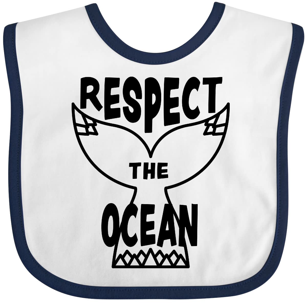 Inktastic Respect the Ocean with Whale Tail Baby Bib - Soft Organic Cotton Drool Bib for Newborns & Infants - Perfect for Feeding, Playtime & Photo Shoots