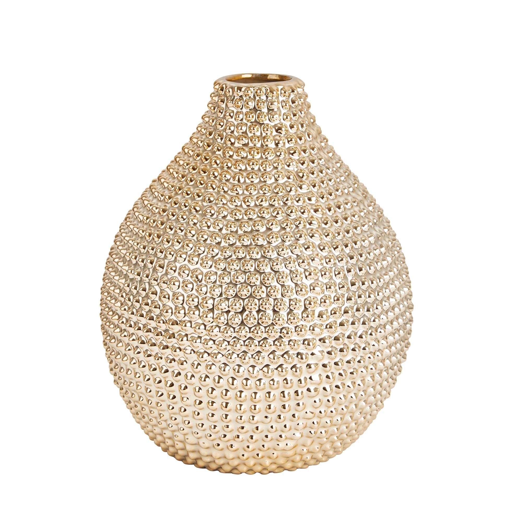Kingston Living 12 Inch Gold Spiked Bottle Shaped Vase - Modern Home Decor for Centerpieces, Wedding Decorations & Luxury Tabletop Display