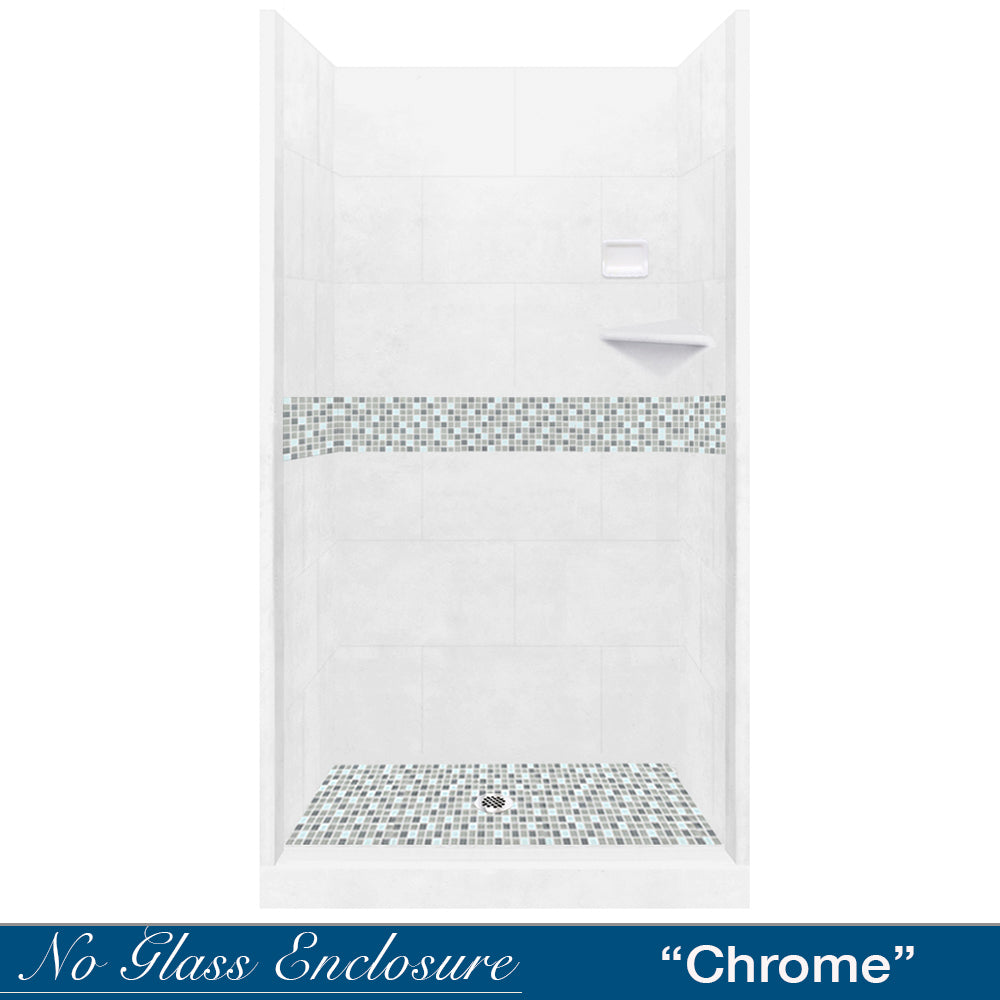 Alcove Natural Buff Sistine Stone & Del Mar Mosaic Accent Tile - DIY Shower Remodel Kit for Bathroom Renovation - Perfect for Shower Walls, Backsplashes, and Bathroom Upgrades