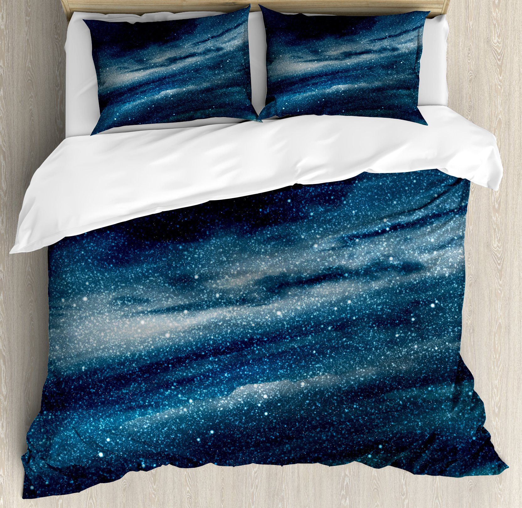 Nebula Duvet Cover Set King Size - Galaxy Starry Sky Bedding with 2 Pillow Shams, Dark Blue Cosmic Universe Design for Bedroom Decor | Perfect for Astronomy Lovers & Space Themed Rooms