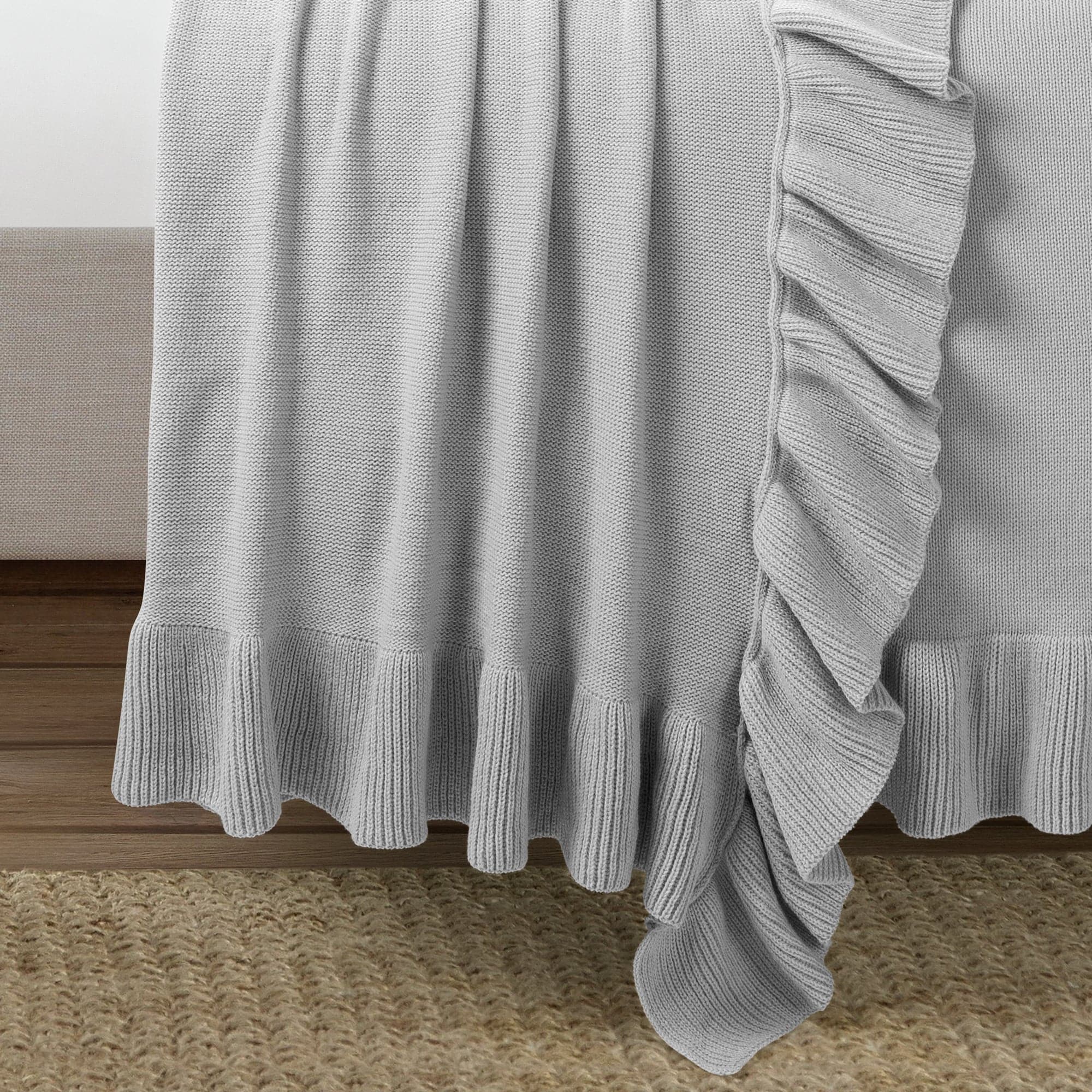 Reyna Soft Knitted Ruffle Blanket - Cozy Throw Coverlet for Bed, Couch & Nursery - Perfect for Gift, Winter Warmth & Home Decor