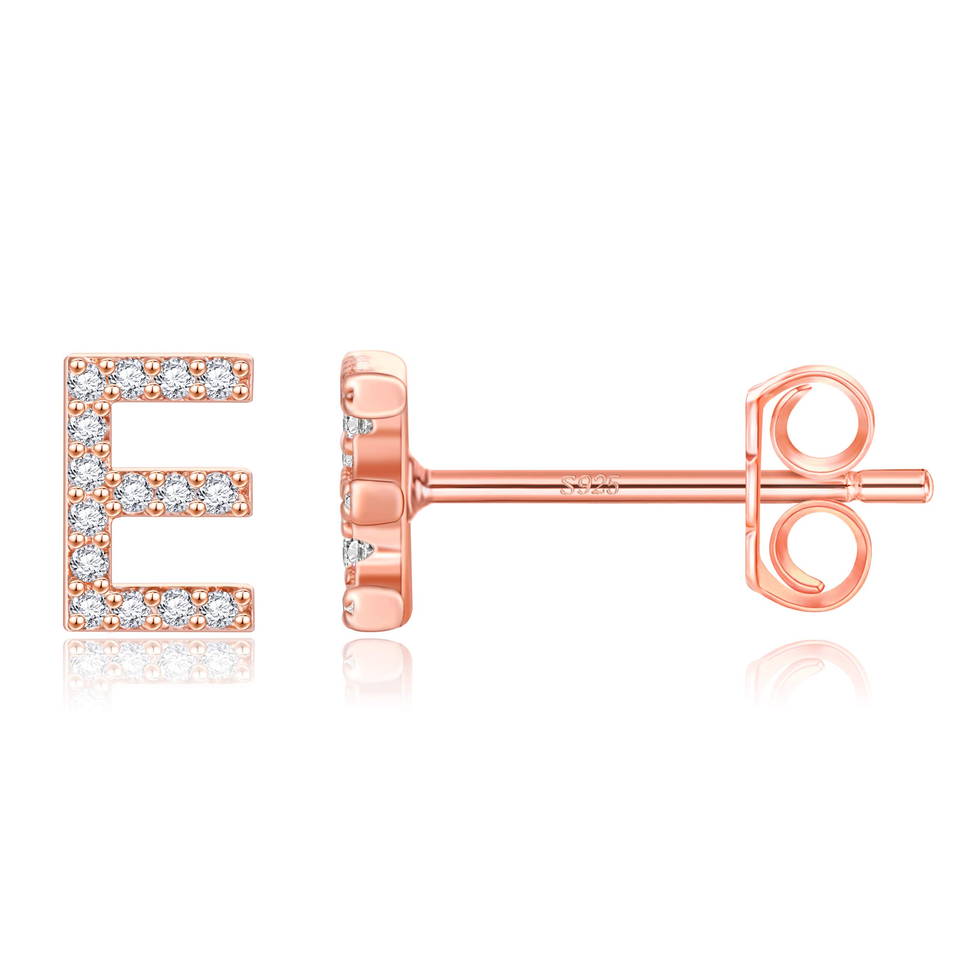 MONOOC Initial Stud Earrings for Women & Girls - Hypoallergenic S925 Sterling Silver Cubic Zirconia Letter Earrings | Birthday Gifts, Everyday Wear, Party Jewelry for Teens & Kids