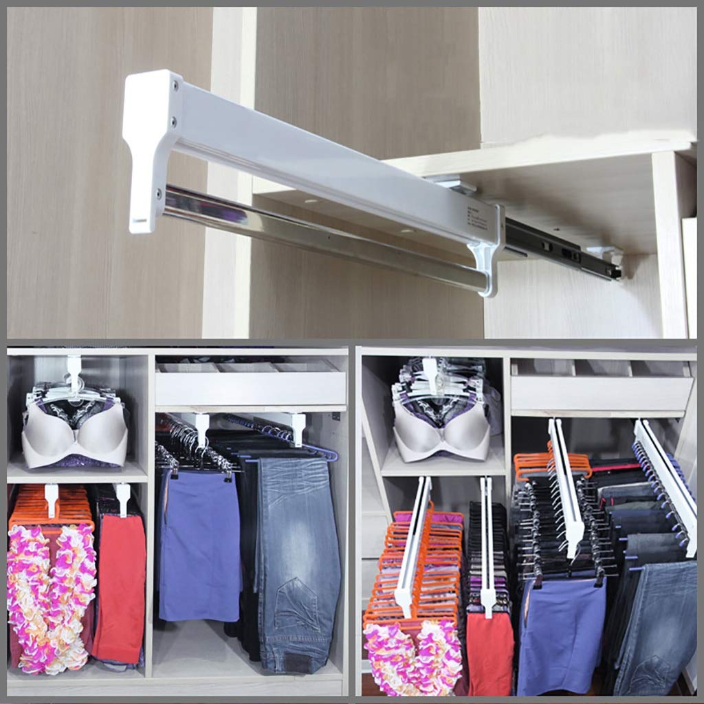 Extendable Closet Rod - Adjustable Pull Out Clothes Hanger Rail for Wardrobe Organization (600mm) - Perfect for Small Spaces, Closets & RV Storage