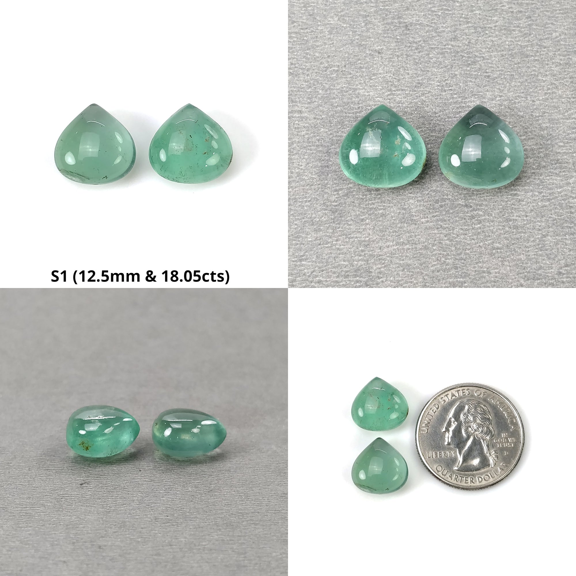Natural Green Fluorite Gemstone Cabochon - Untreated, Unheated Heart & Oval Shapes (10x7.5mm, 12.5x9mm) - Perfect for Jewelry Making, Wire Wrapping, and Crystal Healing Collections