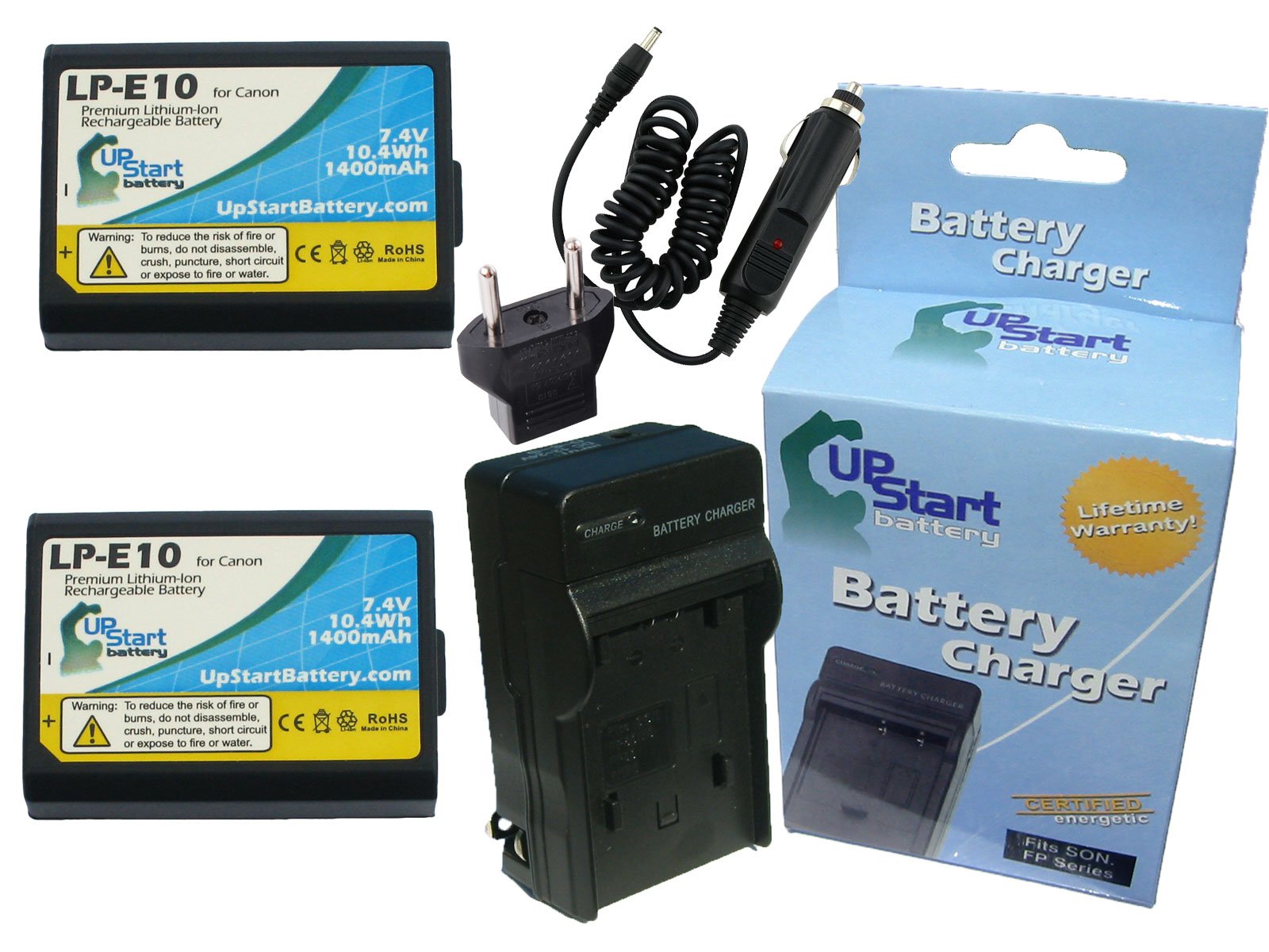 Canon LP-E10 Battery & Charger Kit - 2 Pack for EOS Kiss X50 - Home & Travel Use