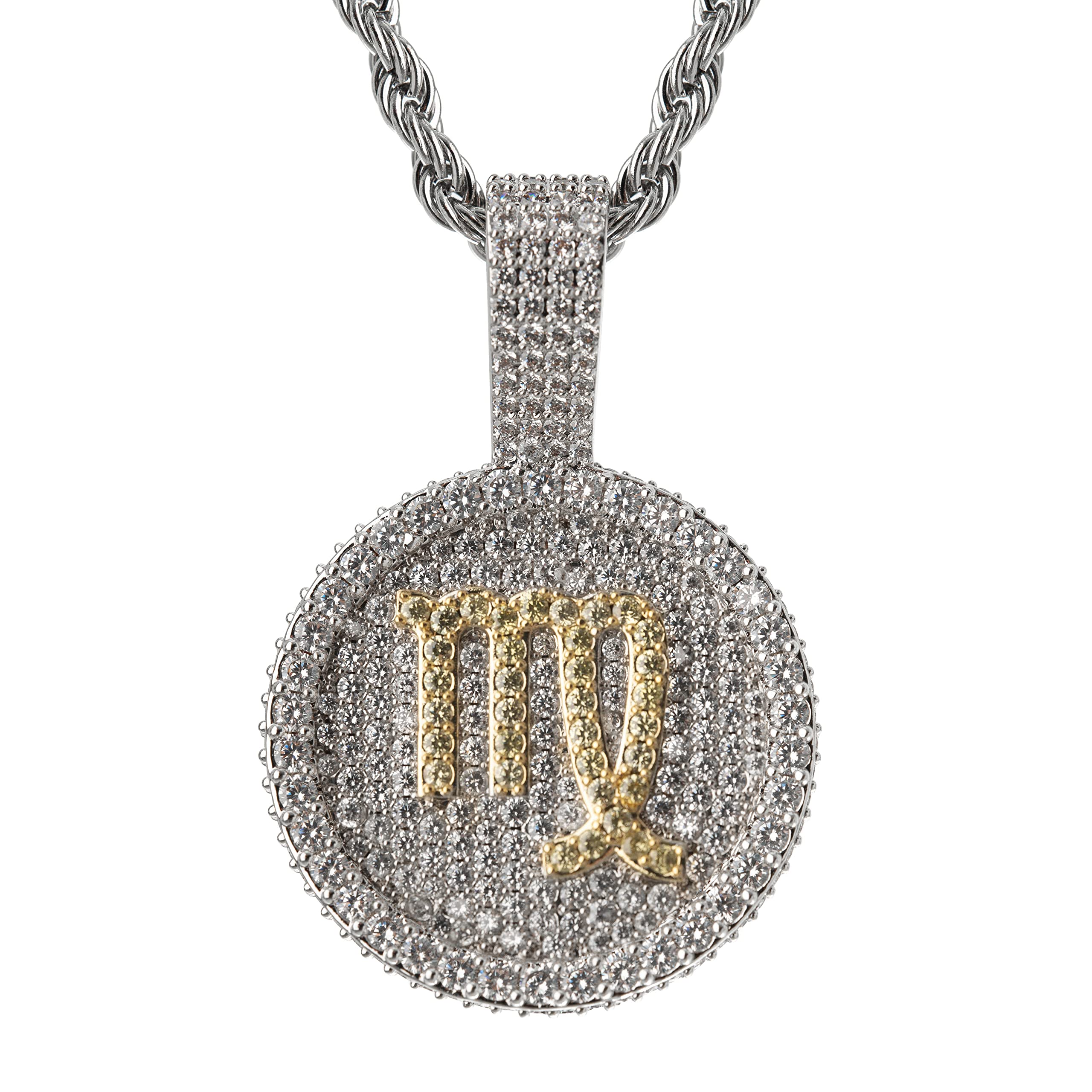 Iced Out Zodiac Necklace Pendant - Hip Hop Constellation Jewelry for Men & Women - Perfect Birthday, Father's Day & Friendship Gift for Husband, Boyfriend, Son - Ideal for Parties, Date Nights & Special Occasions