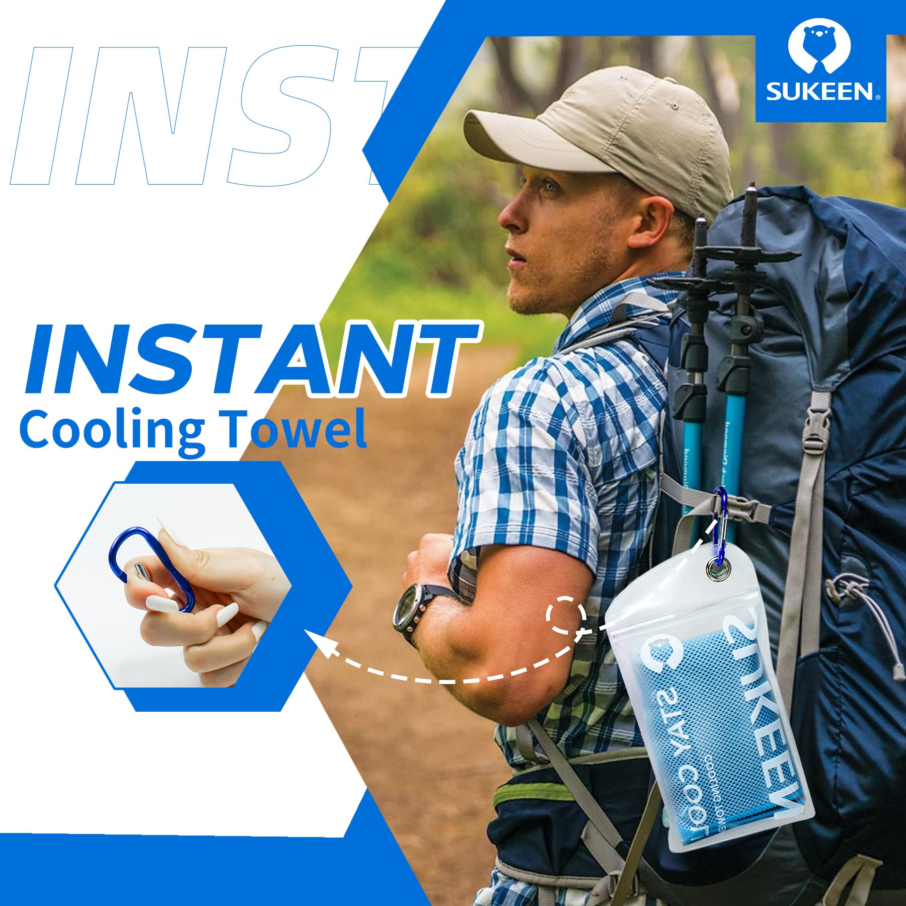 Cooling Towel for Sports & Workouts - Sukeen Instant Evaporative Cooling Neck Wrap (40x12 Inches) - Perfect for Yoga, Golf, Gym & Outdoor Activities