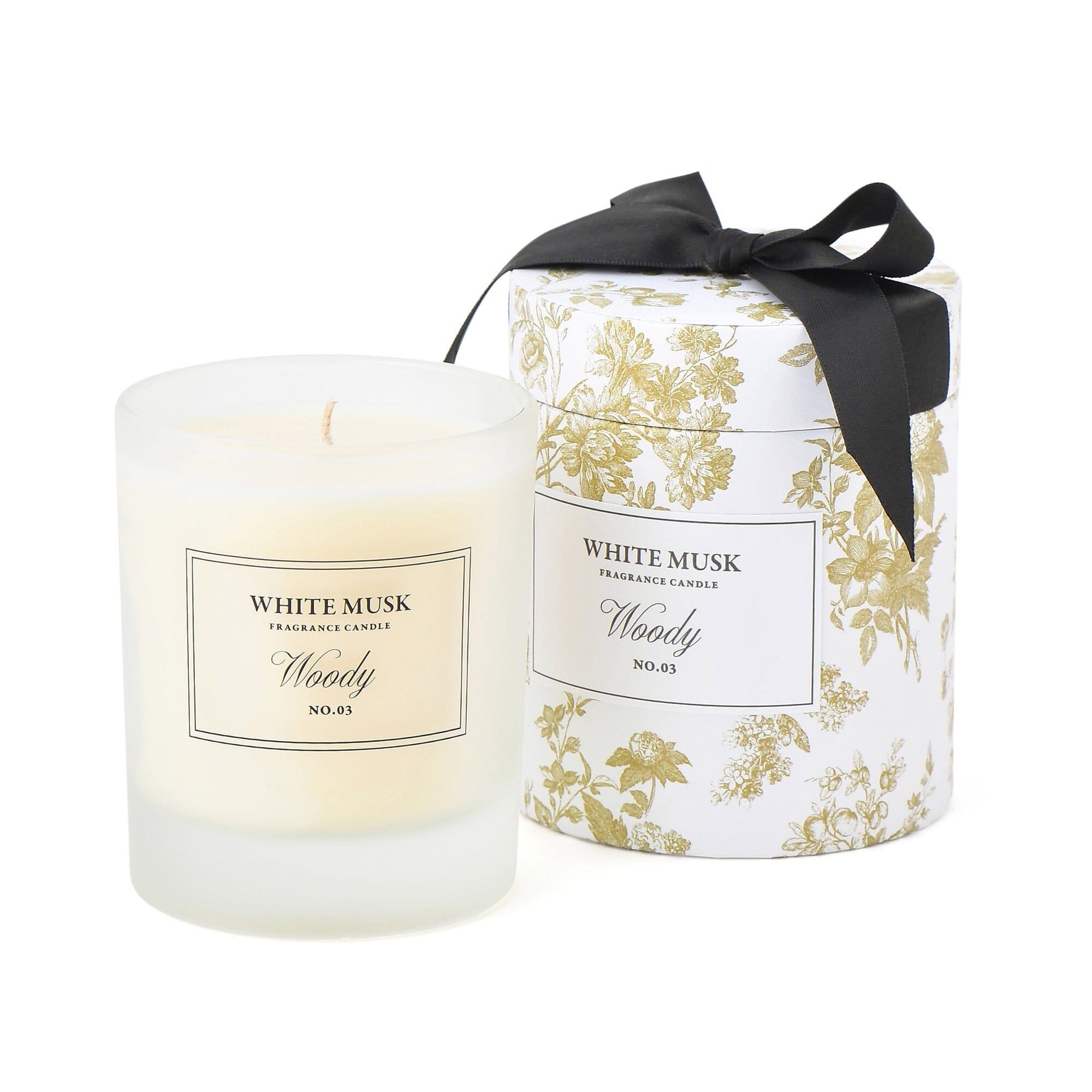 Classic Flower White Musk Woody Scented Candle - Long Lasting Aromatherapy for Home, Bedroom & Relaxation