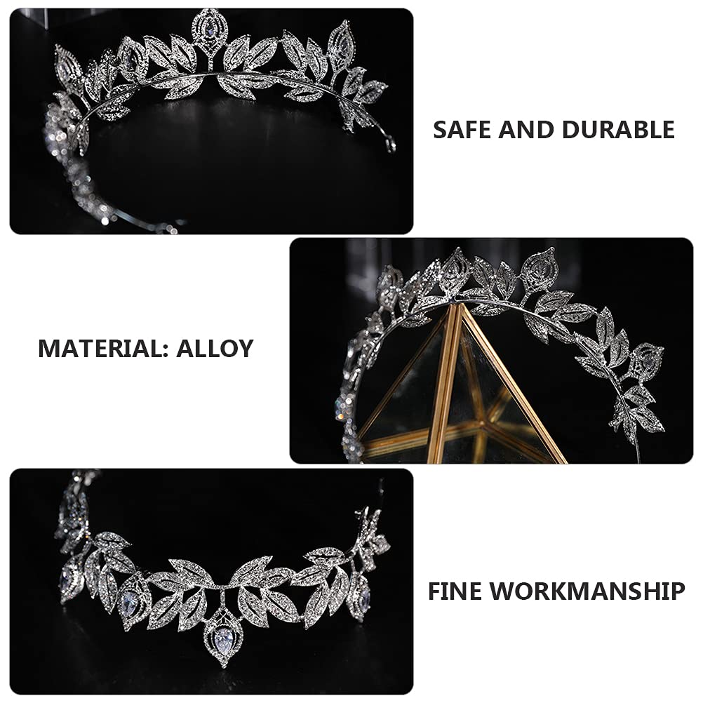 1Pc Sparkly Rhinestone Crystal Leaf Hair Band - Royal Wedding Tiara Headpiece for Brides, Bridesmaids & Princess | Perfect for Weddings, Prom, Pageants & Special Occasions