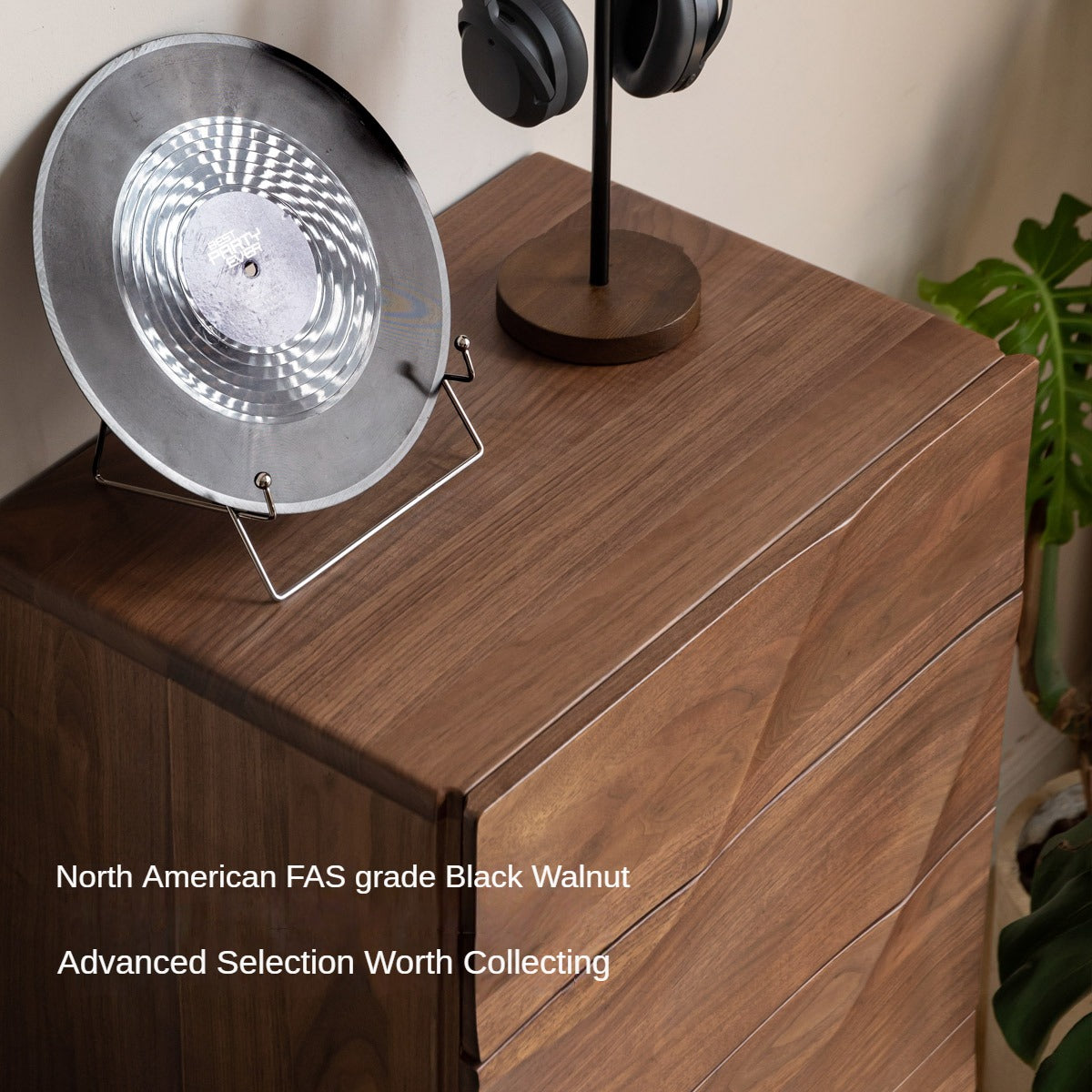 Black Walnut Solid Wood Wave Nightstand - Modern Bedroom Side Table with Drawer for Storage | Perfect for Bedside, Living Room, or Office Use