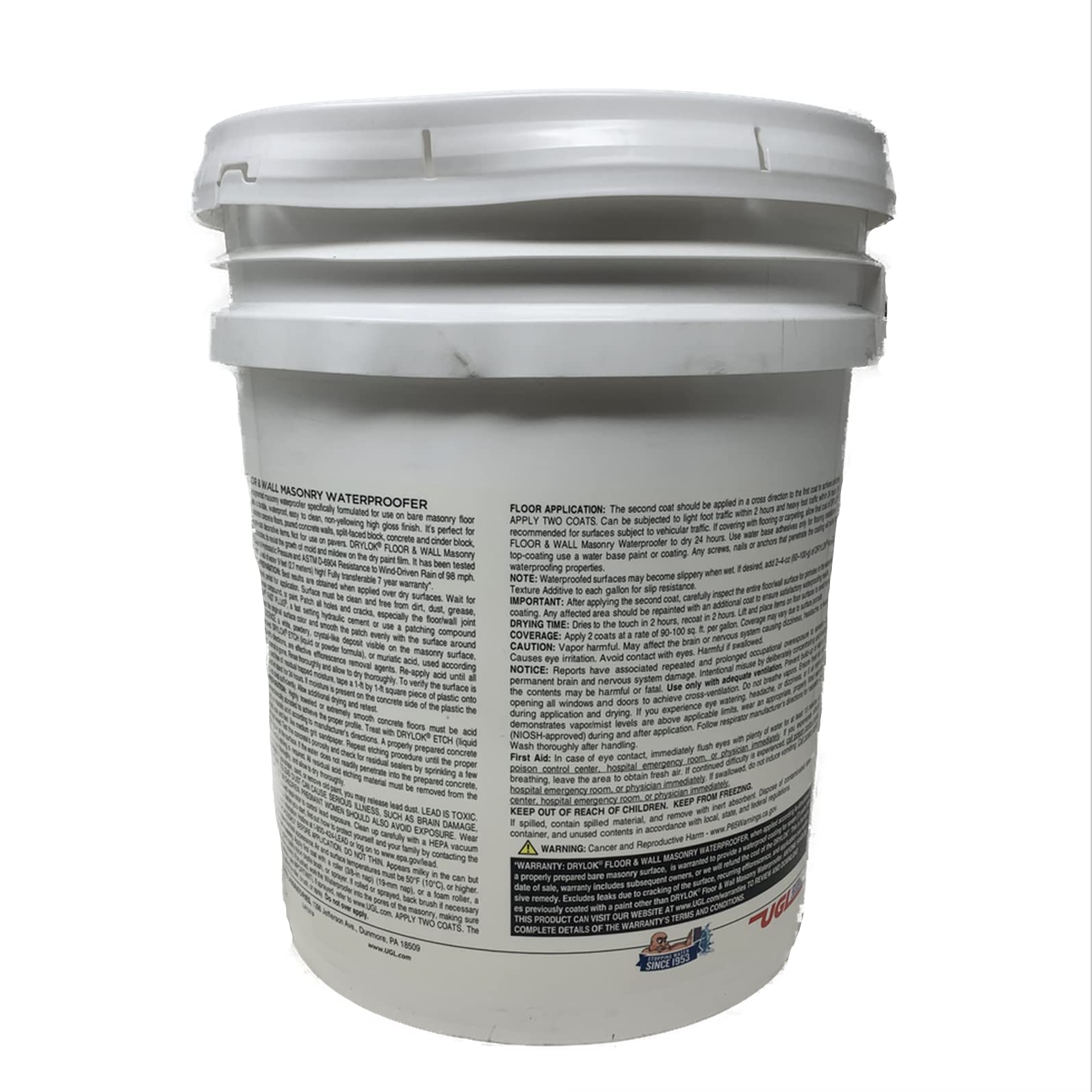 Drylok Masonry Waterproof Clear 5 Gallon (DRYLOK - 20915) - Waterproofing Solution for Basements, Foundations & Concrete Walls
