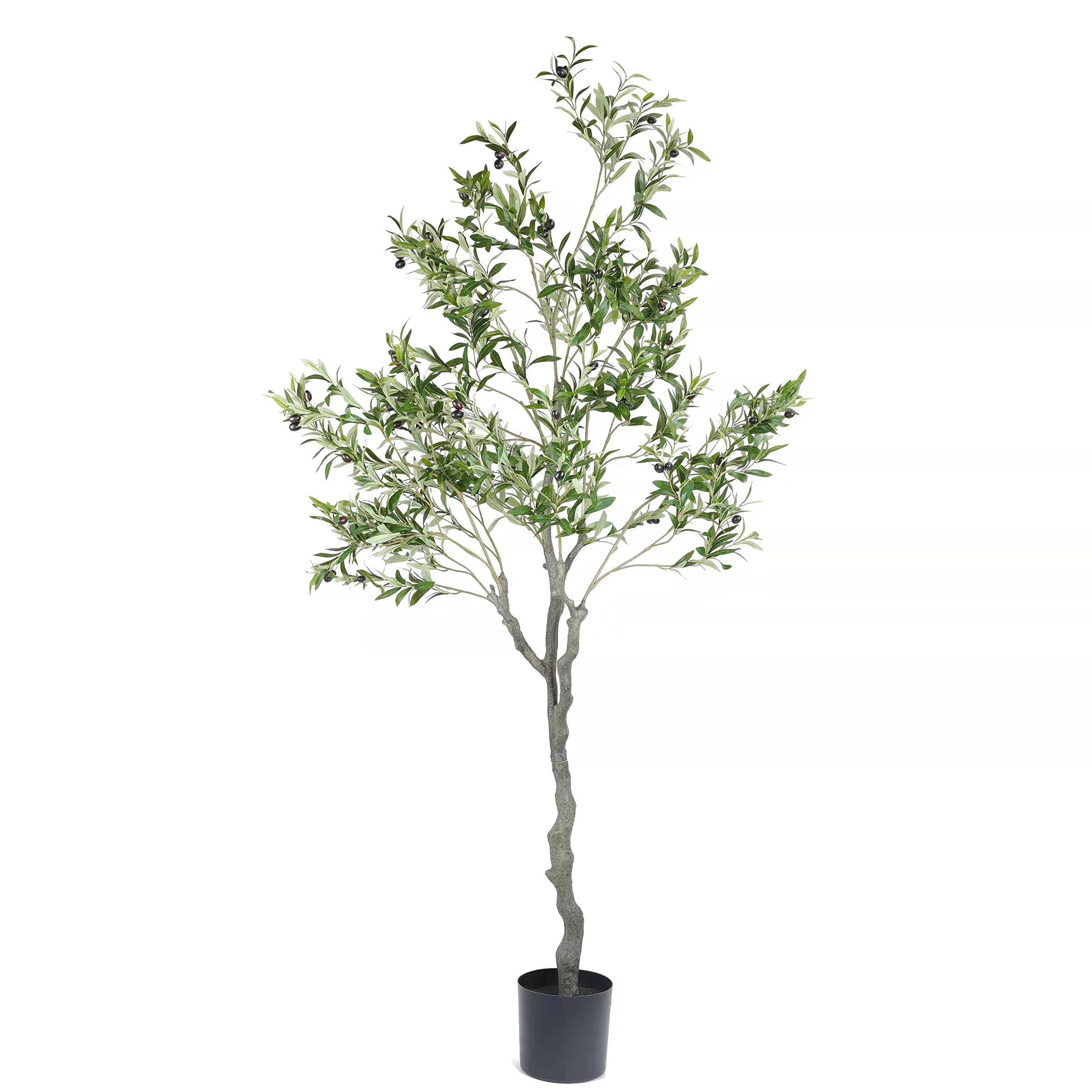 7Ft Tall Realistic Faux Olive Tree - 84in Artificial Silk Potted Plant for Indoor & Outdoor Decor | Perfect for Home, Office, Living Room, Bedroom, Foyer & Porch | Adds Elegance to Any Space