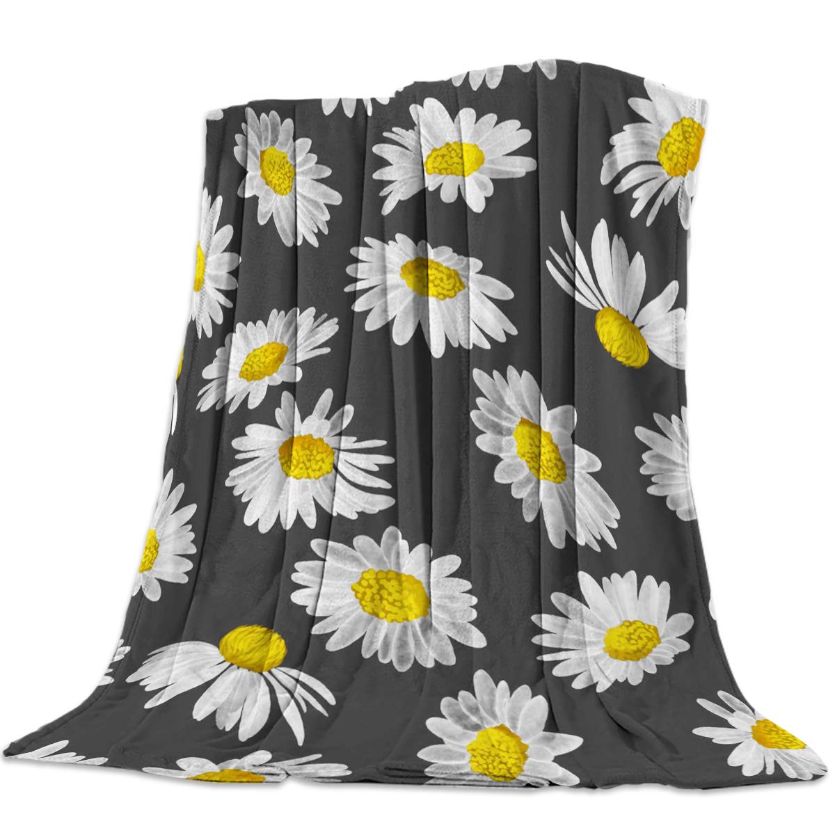 Luxury Lightweight Fleece Throw Blanket - Super Soft Microfiber Plush Daisy Flowers Design - 50x80 Inch All-Season Blanket for Bed, Couch, Sofa - Perfect for Cozy Nights, Home Decor, and Gift Giving