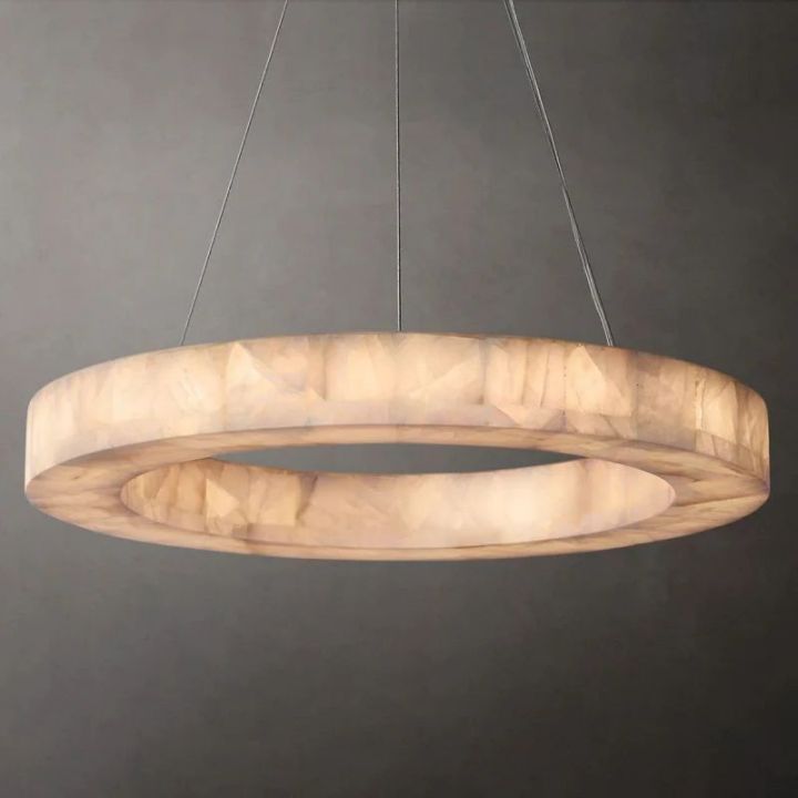 Derive Calcite Round Chandelier - Modern Crystal Ceiling Light Fixture for Dining Room, Living Room & Bedroom Decor