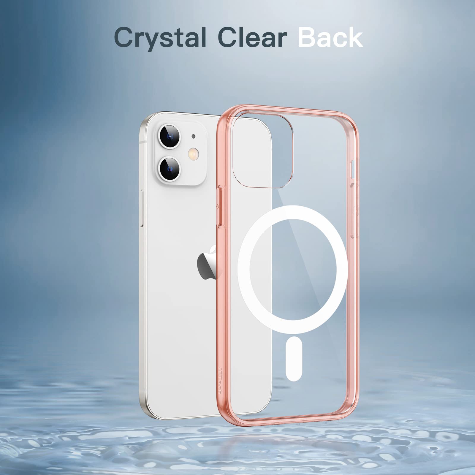 JETech Magnetic Case for iPhone 12/12 Pro 6.1 Inch - MagSafe Compatible Wireless Charging, Shockproof Bumper Cover with Anti-Scratch Clear Back (Rose Gold) - Perfect for Daily Use, Travel & Outdoor Activities
