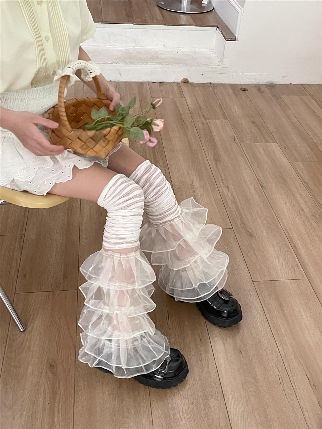 SherryDC Y2K Kawaii Leg Warmers for Women - Cute Lace Harajuku Leg Sleeves, Gothic Lolita Long Slouch Socks | Perfect for Cosplay, Dance, Winter Fashion & Streetwear Outfits