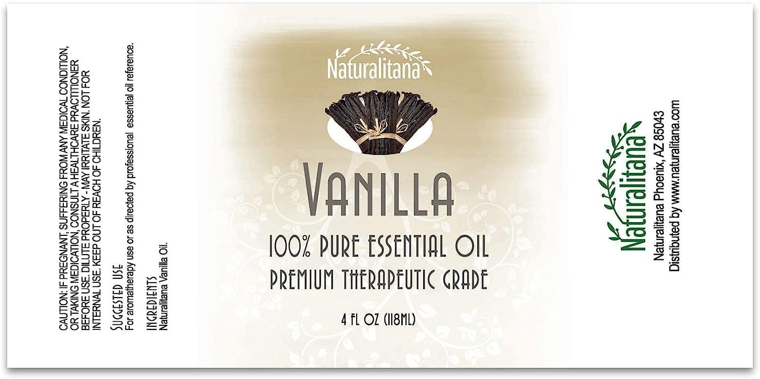 4oz Pure Vanilla Essential Oil for Diffusers, Soap Making, Bath Bombs & Candle Making - Natural Aromatherapy Oil for Relaxation, Stress Relief & Home Fragrance