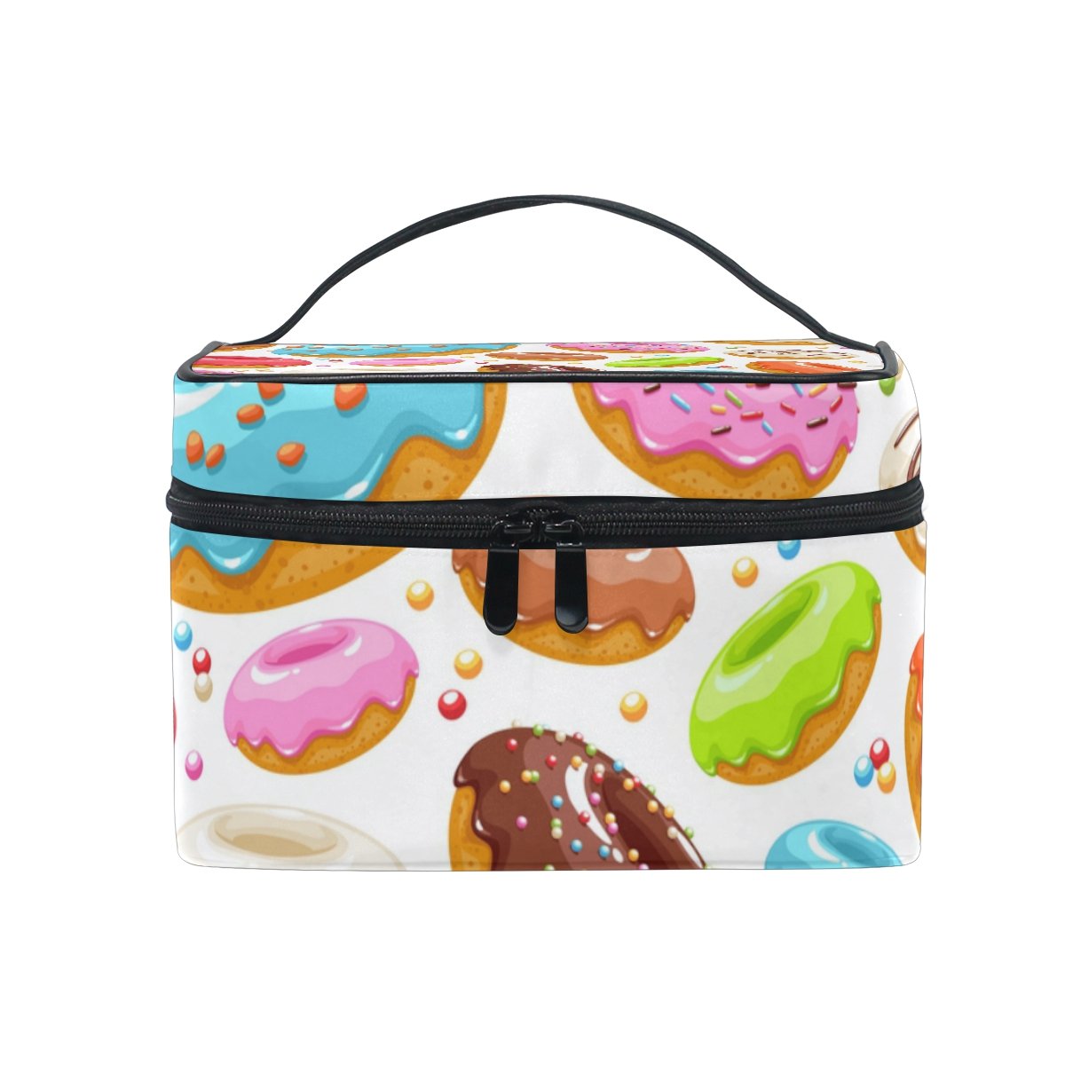 Colorful Donut Sweet Cosmetic Bag for Travel - Cute Makeup Train Case Storage Organizer | Perfect for Girls' Travel, Gym & Daily Makeup Organization