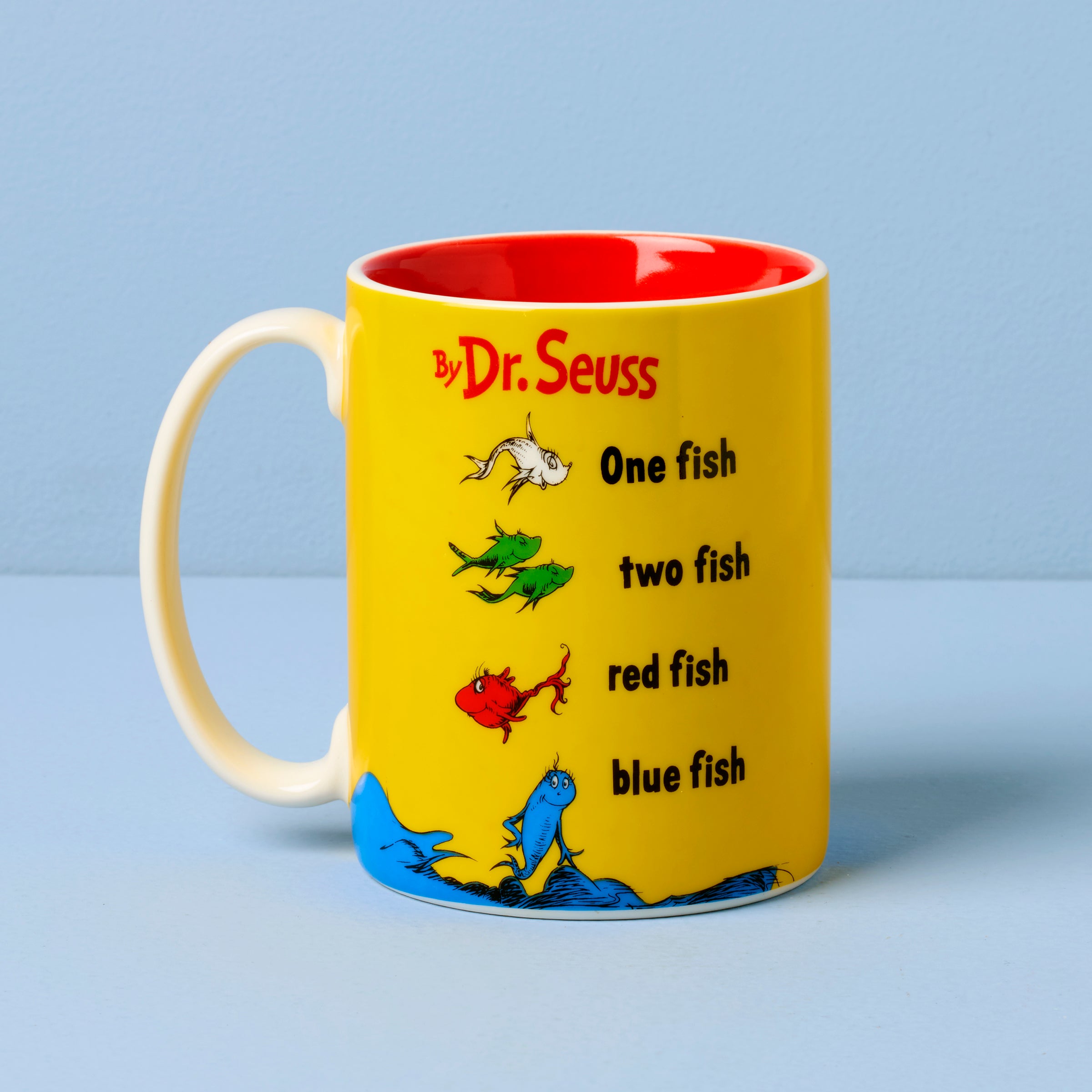 Dr. Seuss One Fish Two Fish Red Fish Blue Fish Coffee Mug - Fun Ceramic Cup for Kids & Adults - Perfect for Breakfast, Office, or Gift