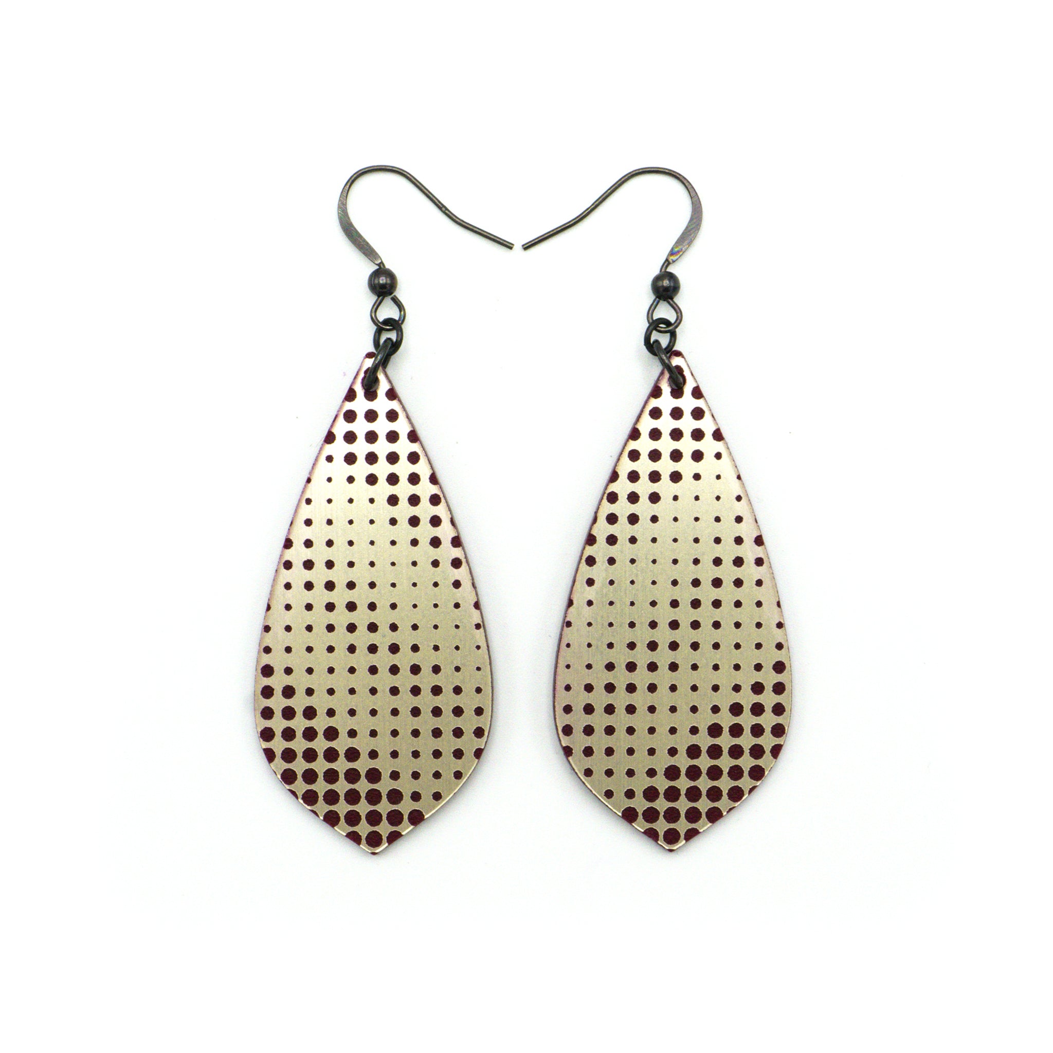 Gem Point [11] Acrylic Earrings in Brushed Nickel & Burgundy - Elegant Dangle Earrings for Women, Perfect for Parties, Weddings & Everyday Wear