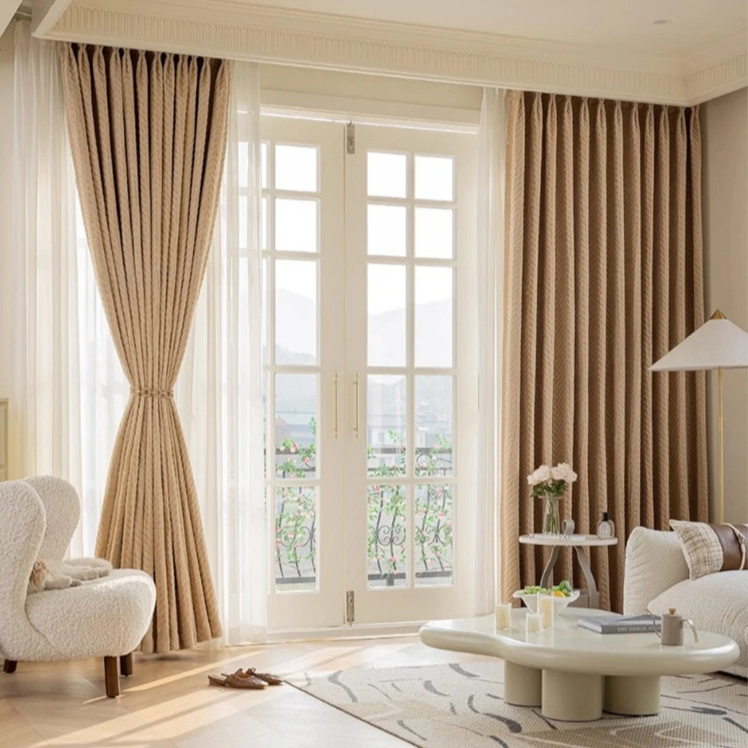 Judith Chevron Velvet Thermal Insulated Soundproof Blackout Curtains for Bedroom & Living Room - Energy Efficient Noise Reducing Window Treatment for Home Decor