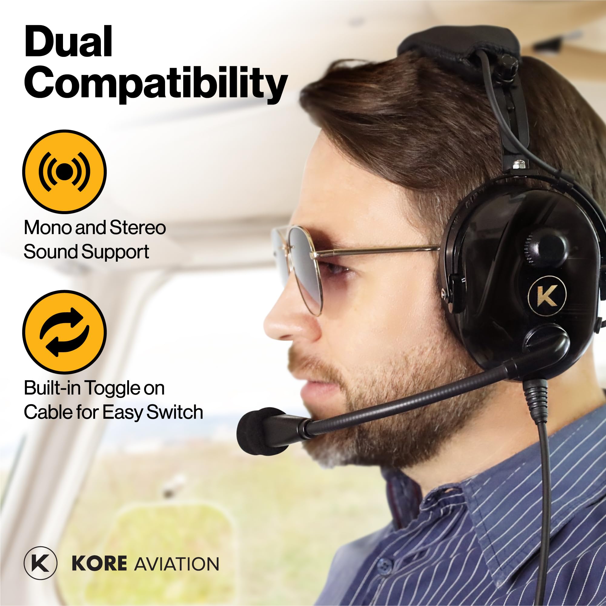 KA-1 Aviation Headset for Pilots - Premium 100% Cotton Washable Double Knit Ear Covers (Pair) - Perfect for Flight Training & Cockpit Use