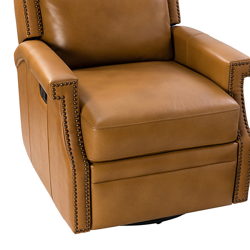 Canace Modern Genuine Leather Manual Glider Rocker Recliner Chair - Comfortable Swivel Lounge Chair for Living Room, Nursery, and Office Relaxation