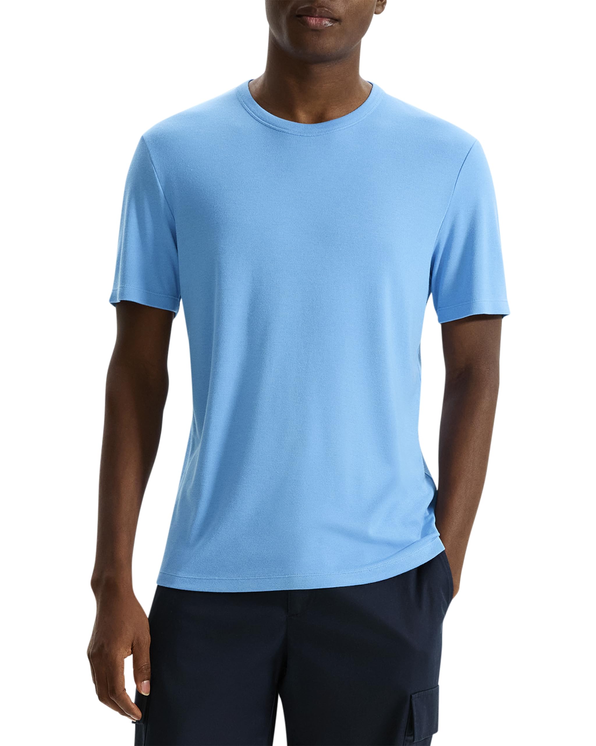 Theory Men's Essential T-Shirt in Anemone Milano - Premium Cotton Crew Neck Tee for Casual Wear & Layering