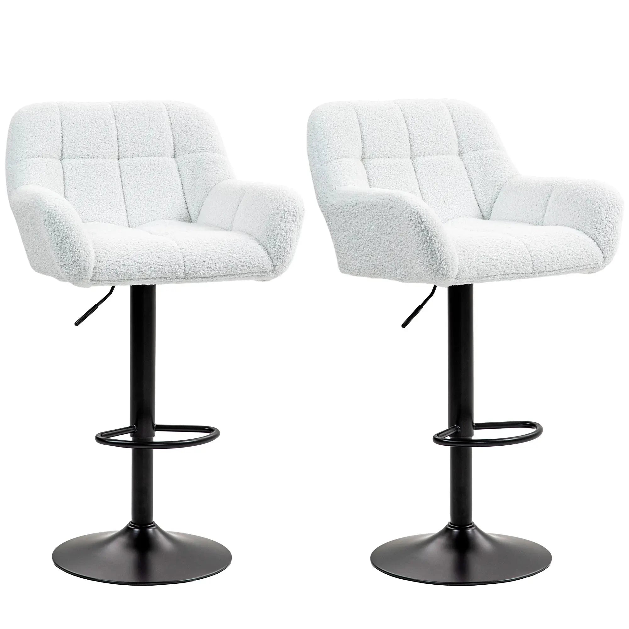 Swivel Adjustable Bar Stools (Set of 2) - Faux Leather & Linen Touch Fabric - 5 Color Options - Perfect for Kitchen Islands, Home Bars & Dining Areas