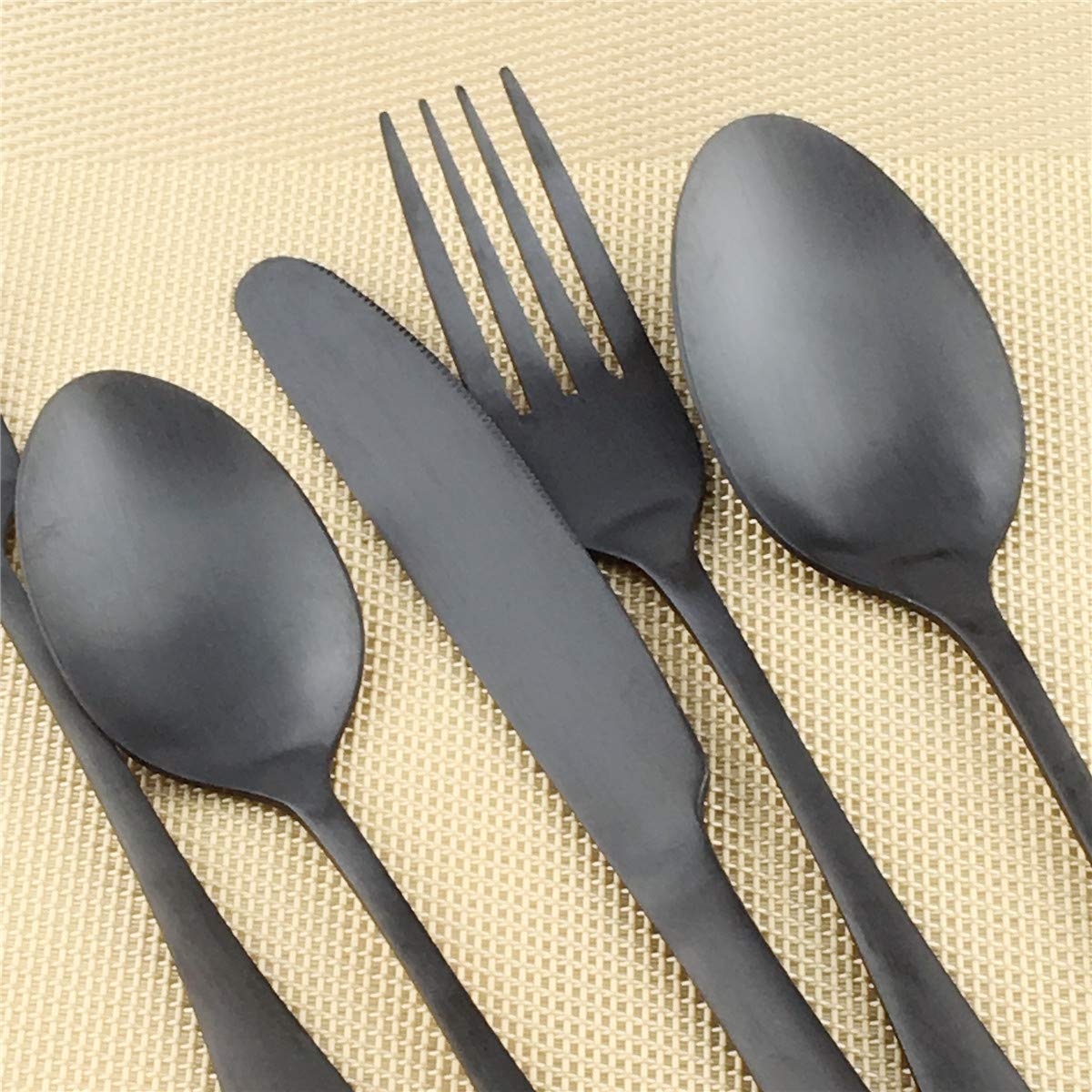Puzhler Matte Black 8-Piece 304 Stainless Steel Salad Forks & Dessert Forks Set - Dishwasher Safe, 6.7 Inches - Perfect for Dinner Parties, Restaurants & Home Entertaining