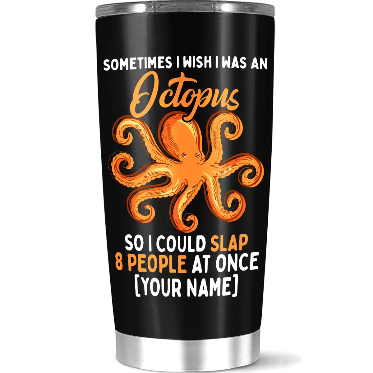 Personalized Octopus Tumbler - Custom Name & Funny Quote Insulated Stainless Steel Travel Mug (20oz/30oz) | Birthday Christmas Gift for Women, Men, Friends & Octopus Lovers | Perfect for Coffee, Tea & On-the-Go Hydration