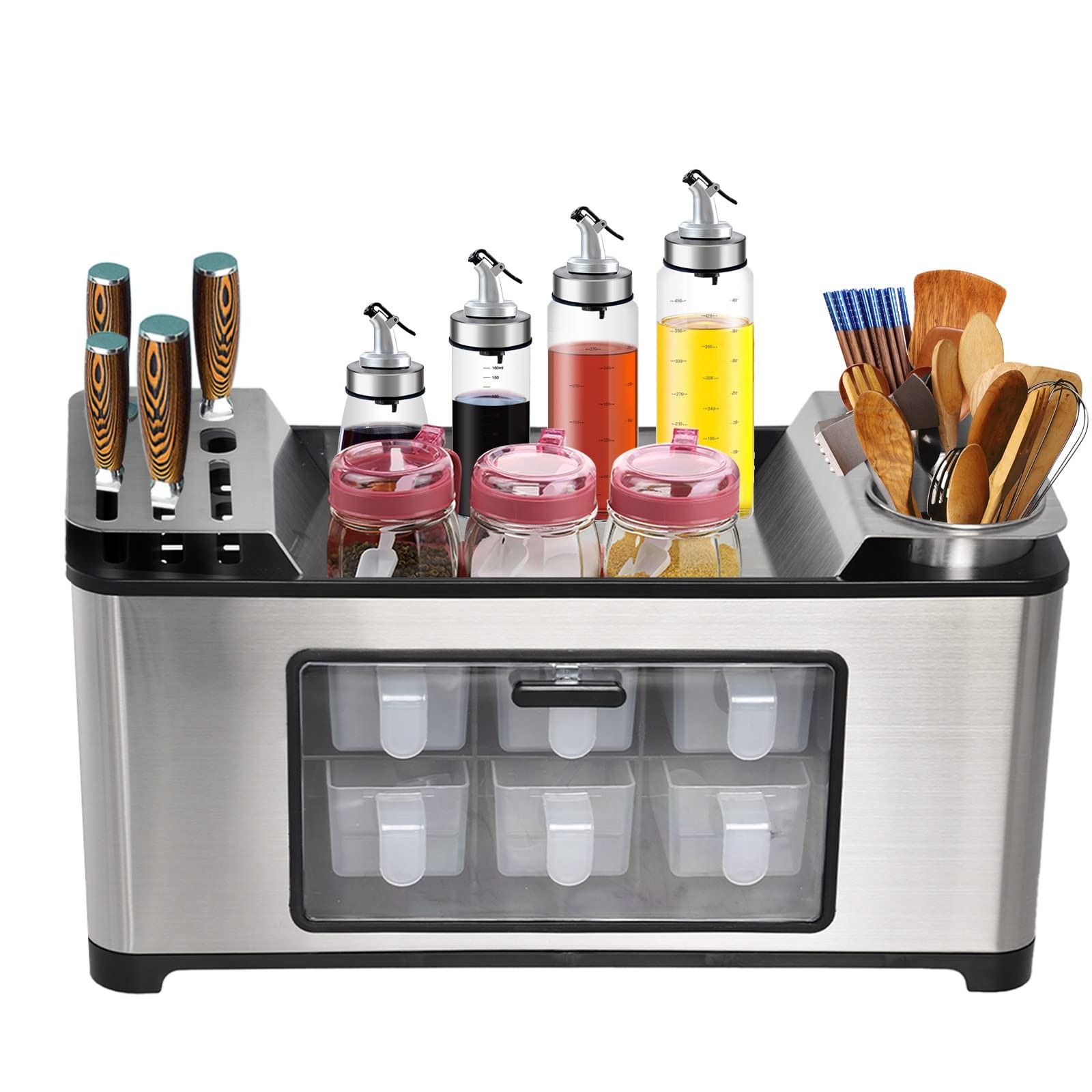 Multifunctional Kitchen Spice Rack Set - Over the Sink Shelf Organizer for Spices, Utensils & More - Perfect for Small Kitchens, Dining Rooms & Bars