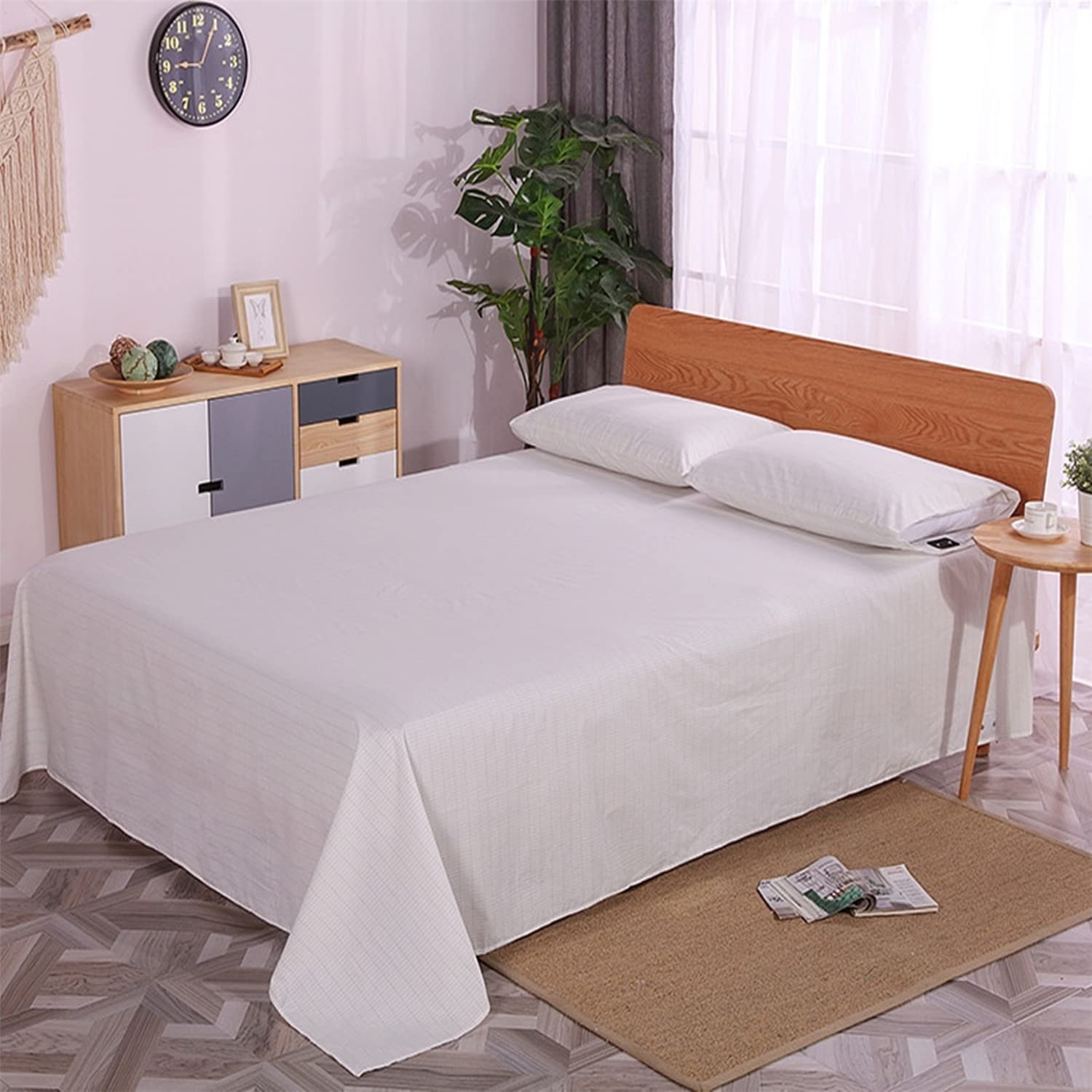 OKOHEY Queen Size Grounding Sheet - 90% Organic Cotton & 10% Silver Fiber Conductive Earthing Bed Sheet for Better Sleep, Stress Relief & Wellness - White | Perfect for Home, Travel & Holistic Healing Therapy