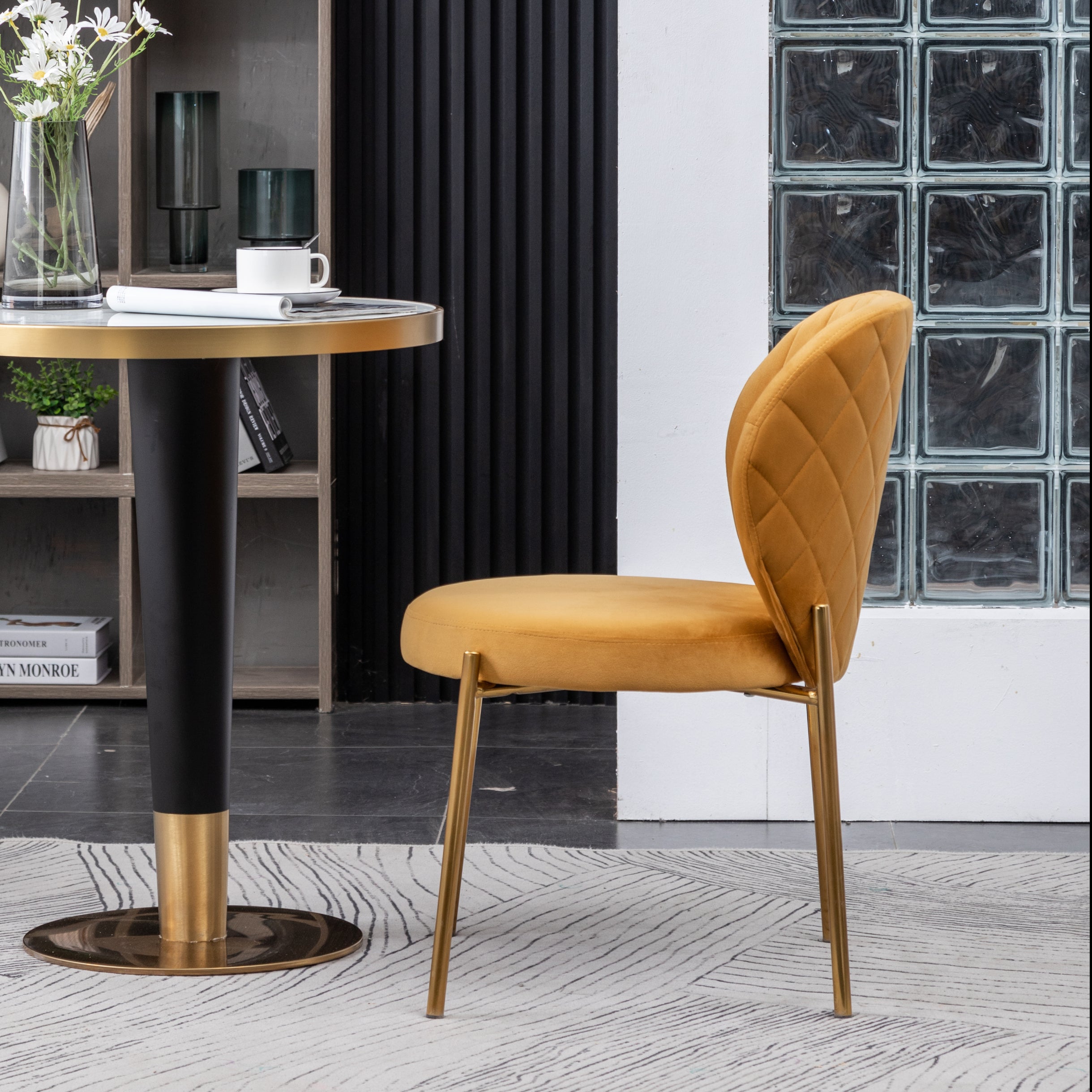 Roundhill Furniture Amoa Contemporary Velvet Upholstered Dining Chairs Set of 2 - Modern Kitchen & Dining Room Seating for Home & Restaurant