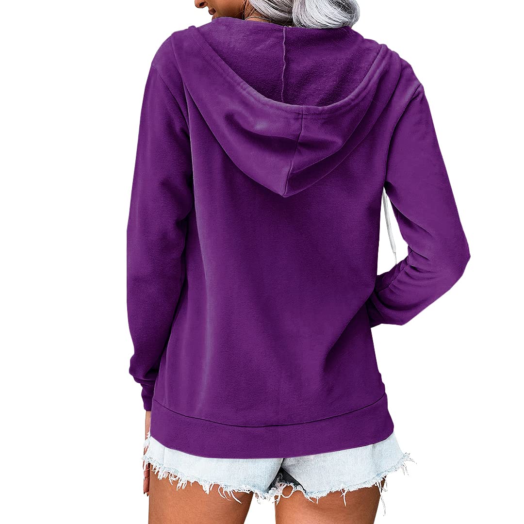 Necooer Women's Plain Zipper Hoodie Jacket with Pockets - Casual Pullover Sweatshirt for Everyday Wear, Gym, and Outdoor Activities
