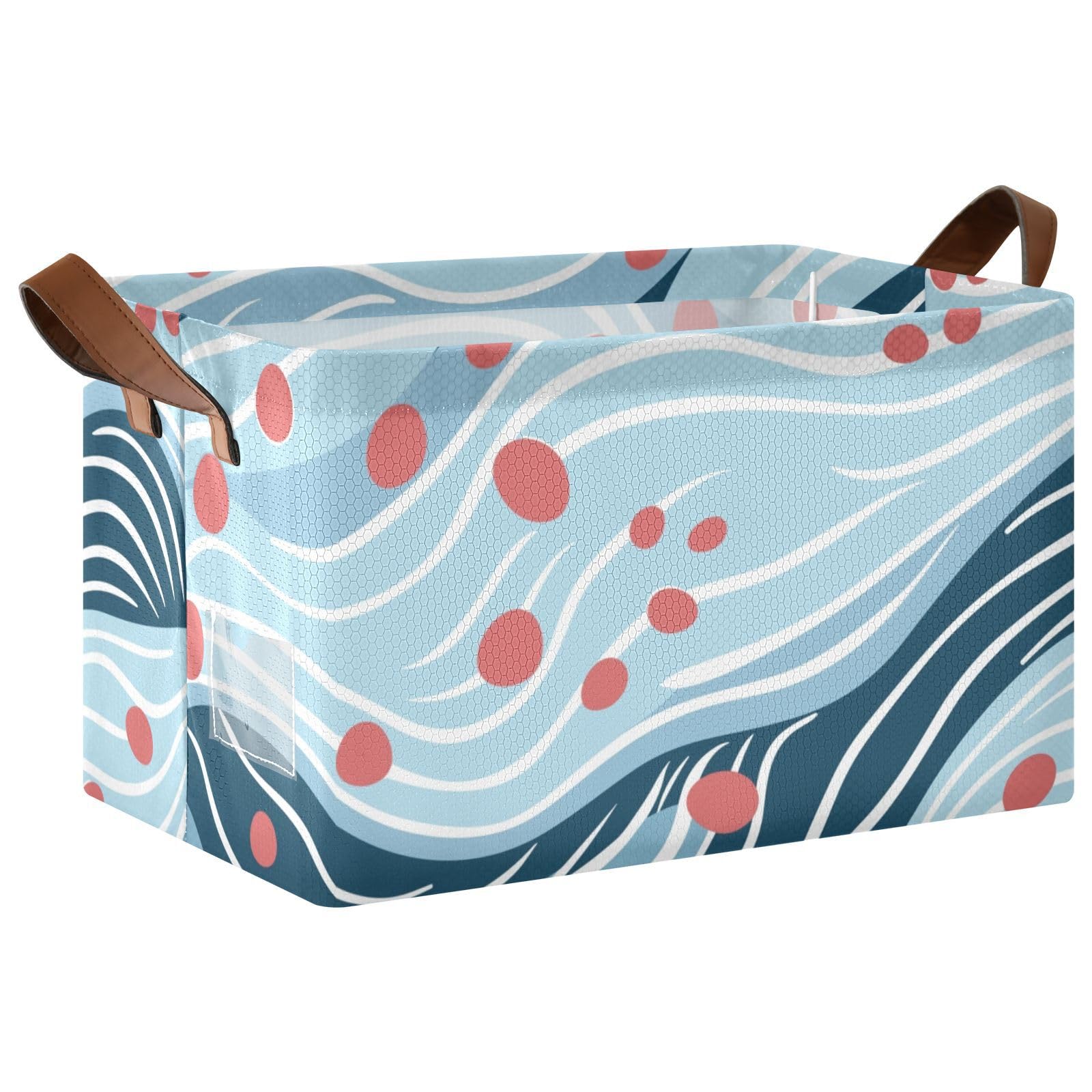 Blue & Red Dots Fabric Storage Bins with Handles - 2 Pack Collapsible Closet Organizers for Shelves, Wardrobe & Home Organization | Perfect for Bedroom, Nursery & Office Storage Solutions