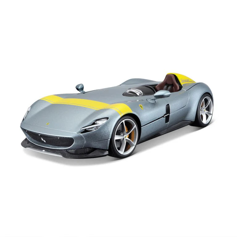 Bburago 1:18 Scale Ferrari Monza SP1 Special Silver Die-Cast Model Car - Collectible Racing Toy for Display & Play - Perfect for Car Enthusiasts & Gift Giving